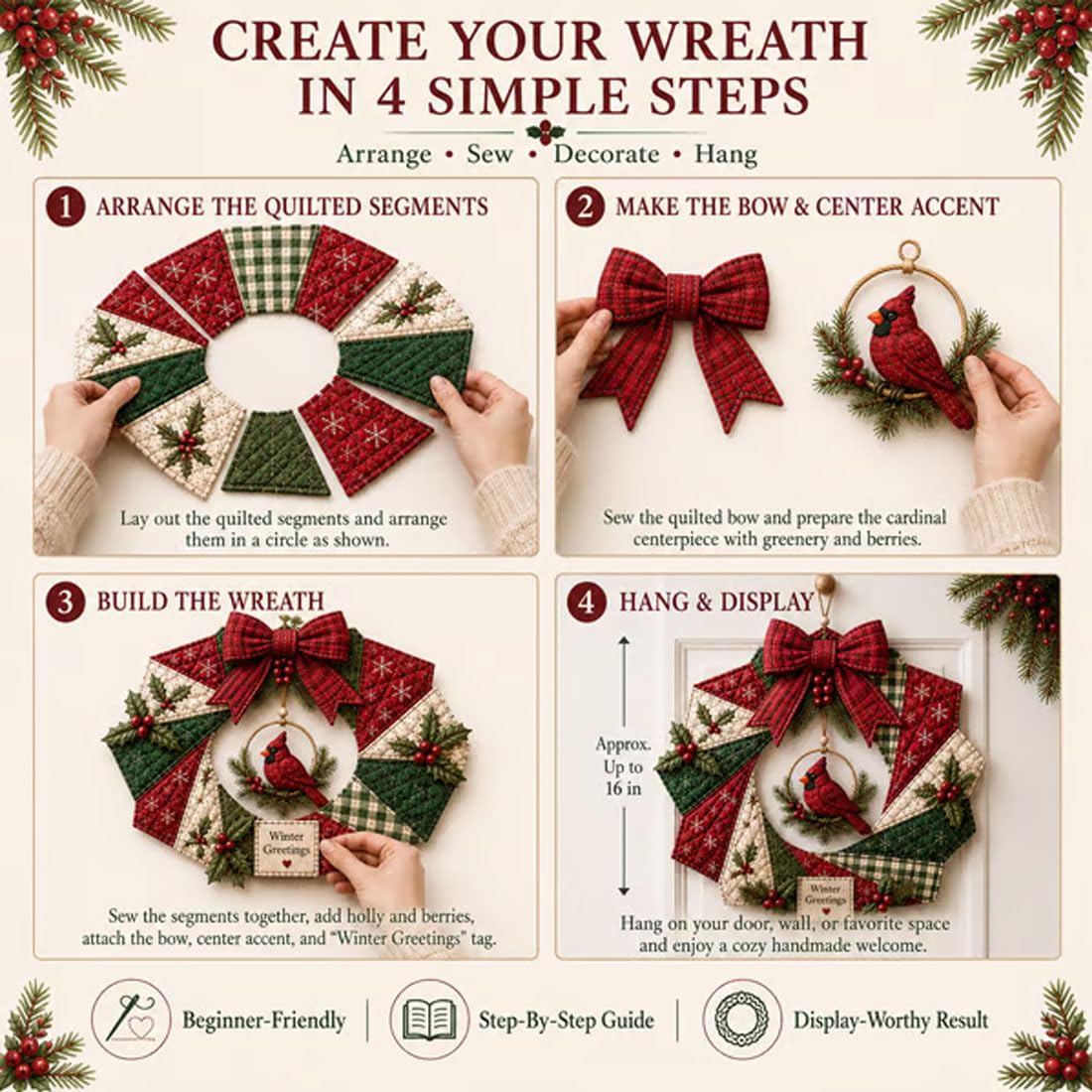 Kit Ghirlanda Natalizia Fai Da Te In Tessuto, Decorazione Festiva (#2)