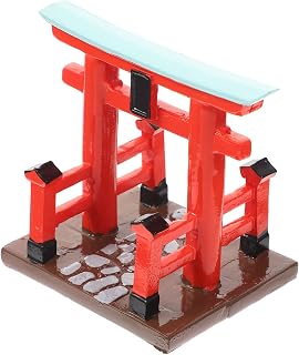 Toddmomy Sand Tray Miniatures 1PCS Japanese Torii Gate,Small RED Torii Gate Resin Japan Straight Legs for Mini House Ornament Japanese Home Decor