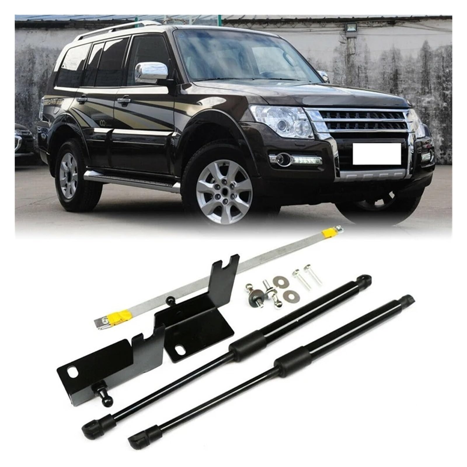 Zamiennik rozpórki gazowej maski maski do Mitsubishi do Pajero 2018 2 szt. Samochodowy ładowany gazem przednia maska, podnośnik podpory amortyzatory sprężyny amortyzatory rekwizyty przedni amortyzator