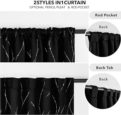 Miniatura 5 de Deconovo Cortinas opacas con pestaña trasera con patrón geométrico, oscurecimiento de habitación, bloqueo de calor, cortinas de ahorro de energía