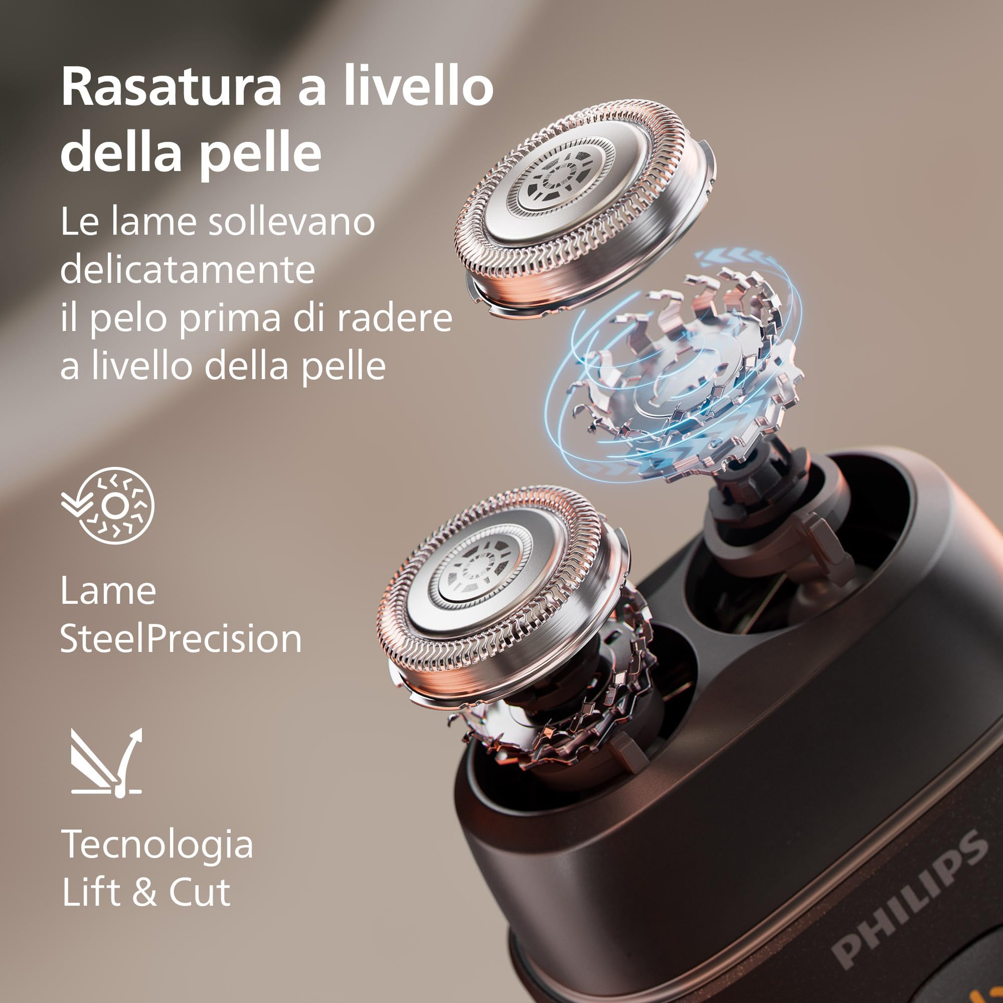 Philips Shaver Serie 500 - rasoio elettrico compatto, sistema Lift & Cut, lame SteelPrecision, testine flessibili 3D, rasatura Wet & Dry, custodia e blocco da viaggio, copritestina magnetico, S595/05