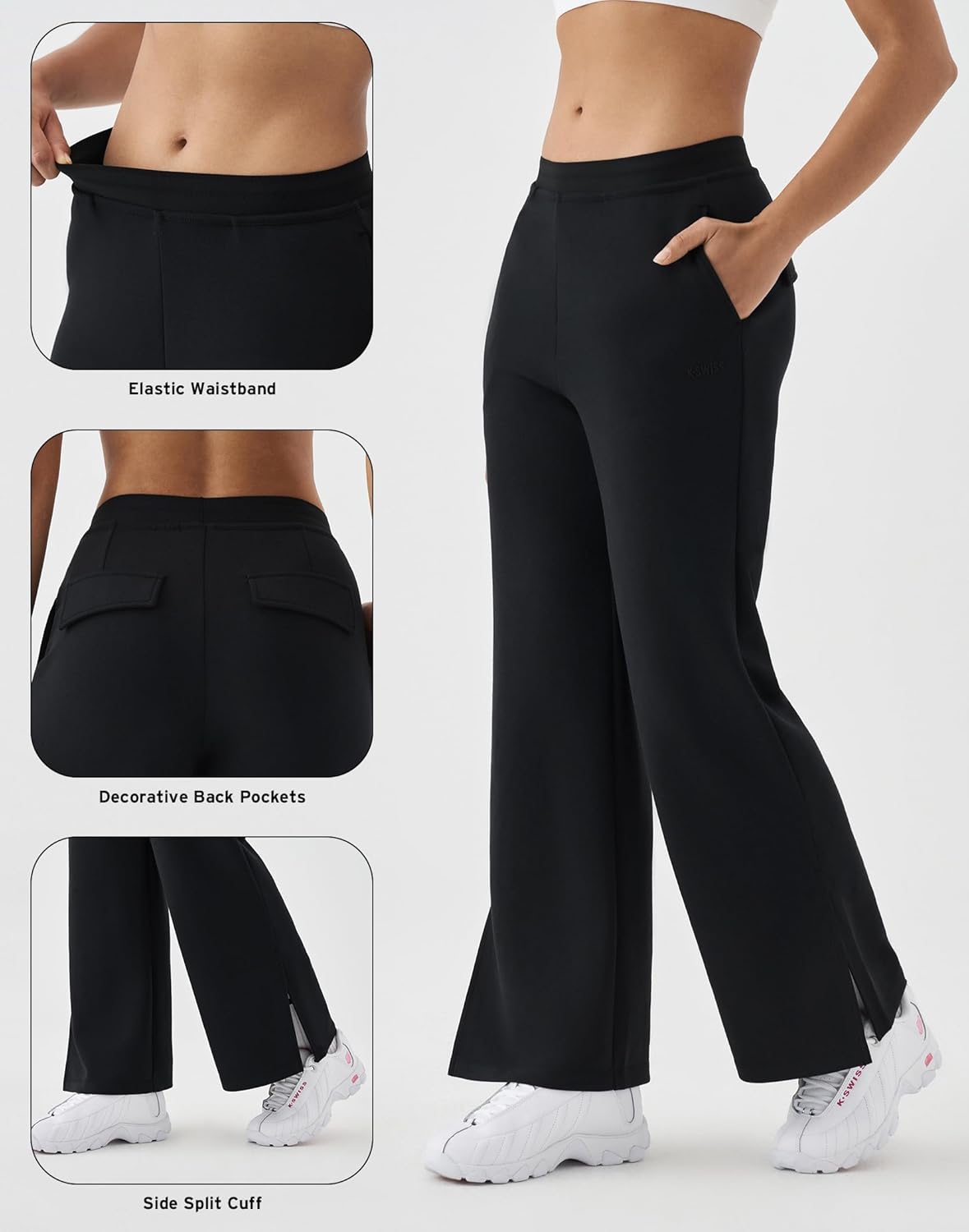 K-Swiss Women's Sweatpants Wide Leg - High Waisted Pants with Pockets Modal Casual Lounge Travel Long Pants - Image 6