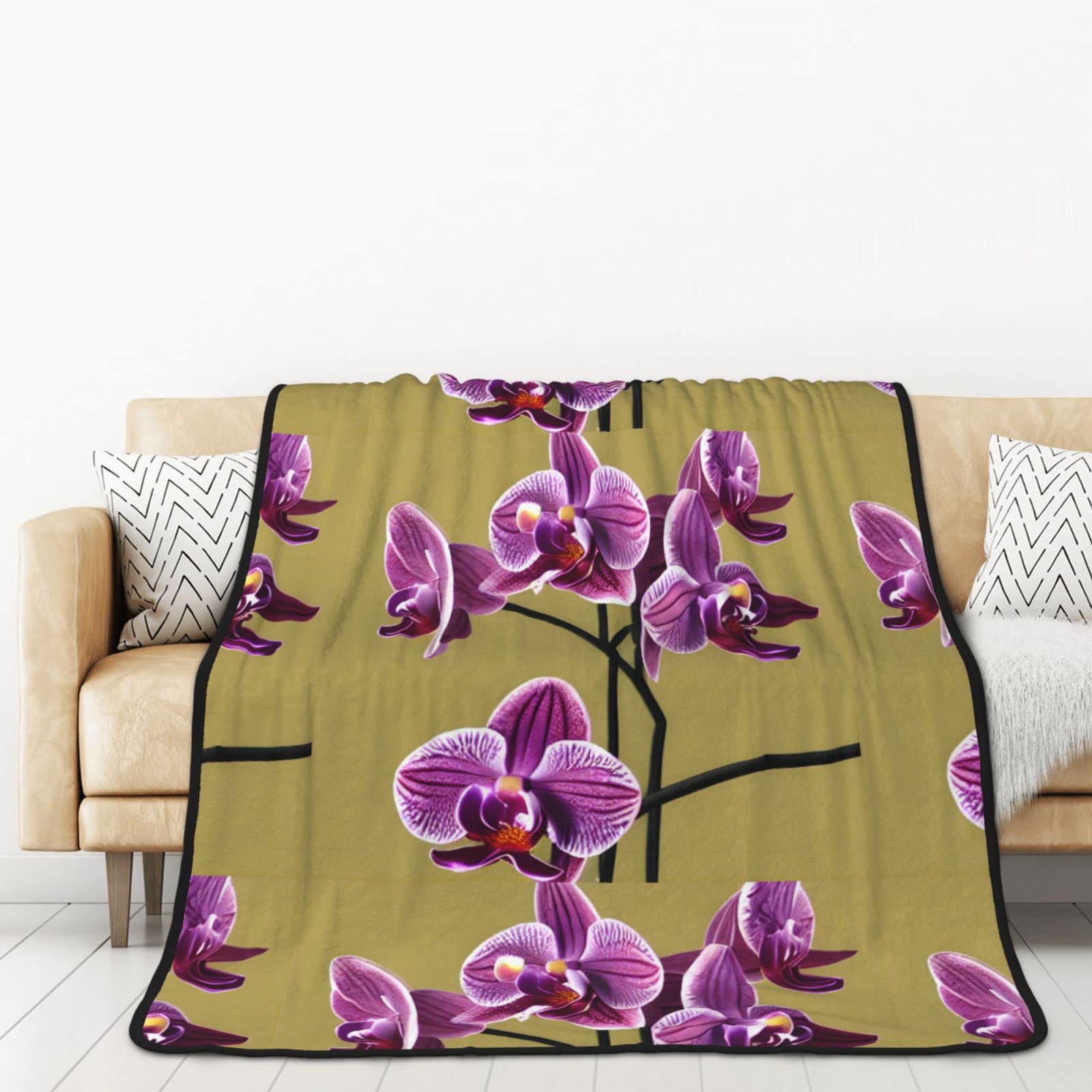Couverture double face flanelle haut de gamme au motif orchidées pour une chaleur absolue