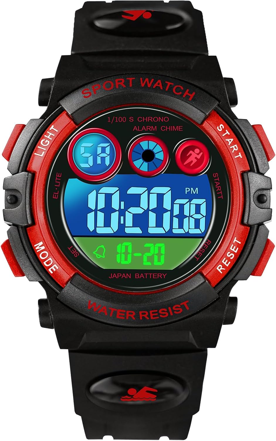 Dayllon Kids Digital Watch,Boys Digital Outdoor Sport Waterproof Watch,with Calendar 12/24H Alarm 7 Colorful Backlight Stopwatch Wristwatch for 3-15 Years Old