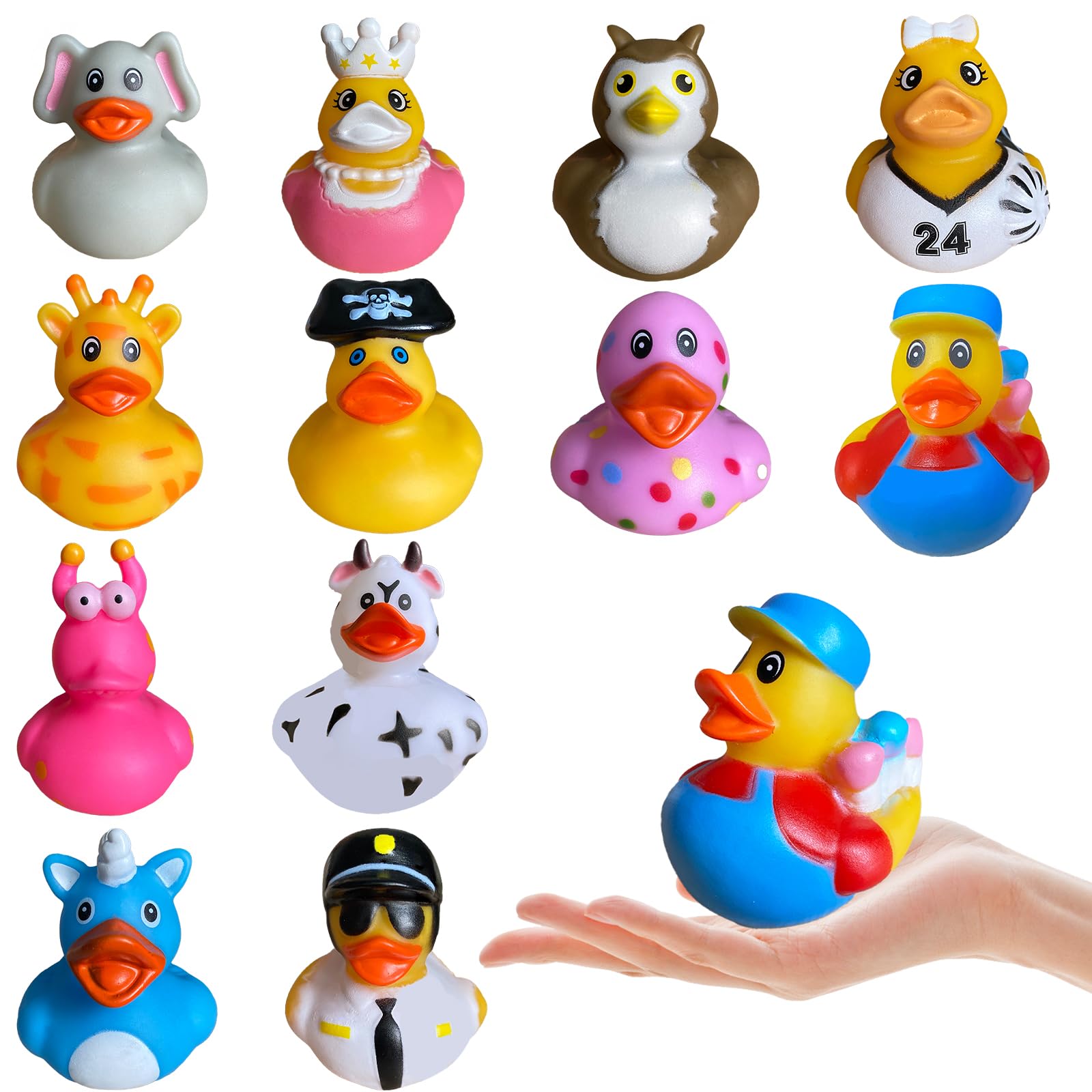 Libomzee 12 PCS Rubber Ducks Bulk, Fancy Party Favors Ducks, Mini Rubber Ducky, Cruise Ducks for Classroom Prizes Decorations Trick or Treat Supplies