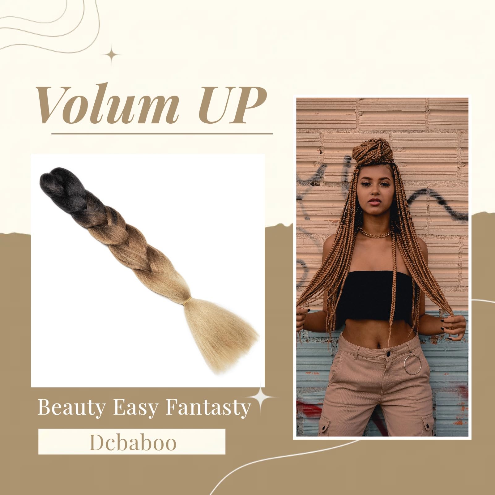 Dcbaboo Hair Extensions for Braiding Jumbo Braiding Hair Extension 1pack 24inch Synthetic Hair Kanekalon Ombre Braids Extensions Hair Afro Crochet Twist Box Braids 100g - Image 3