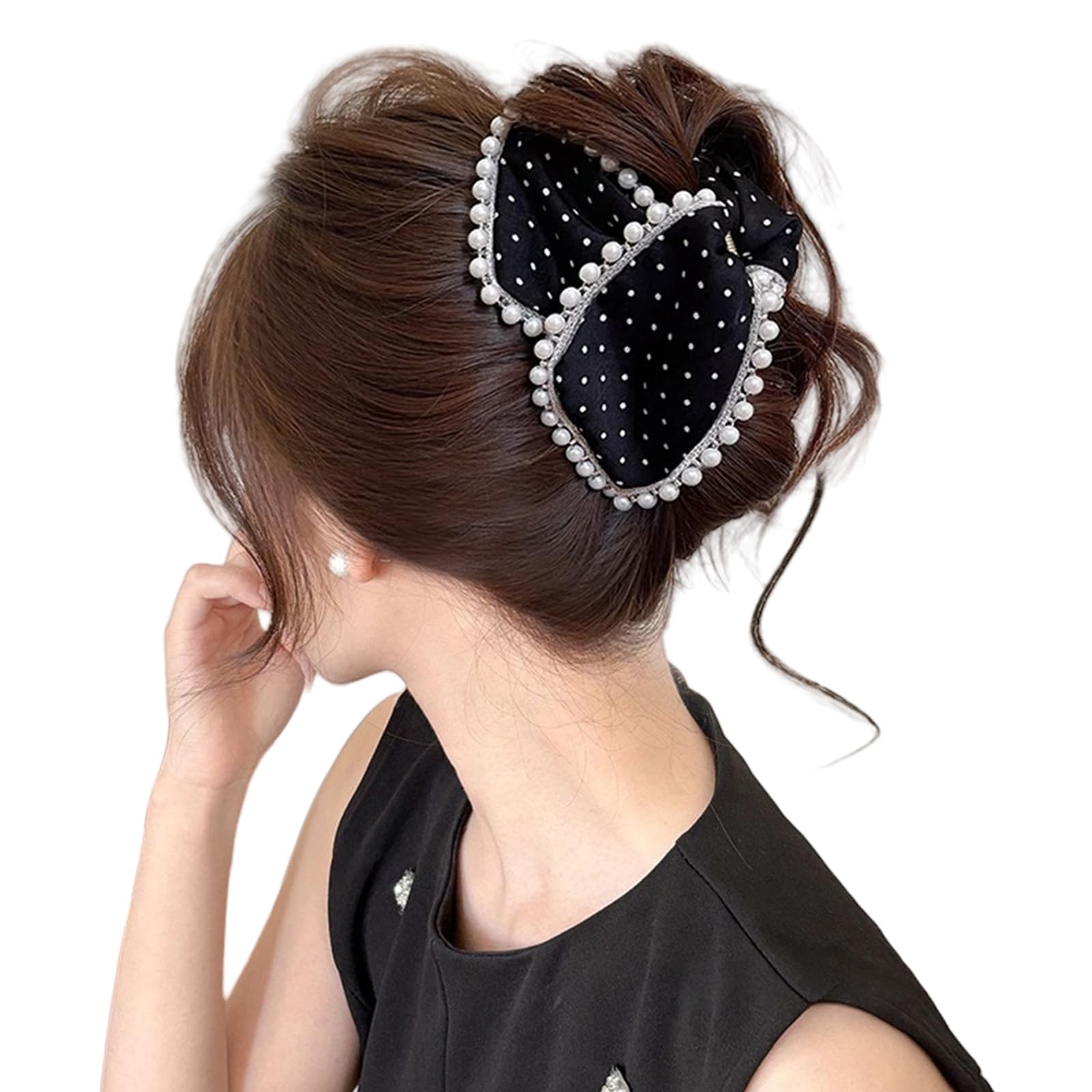YUXITA Oversized Bowknot Hair Clip With Pleated Detailing For Women Fine Hair Strong Hold Daily Use And Special Occasion