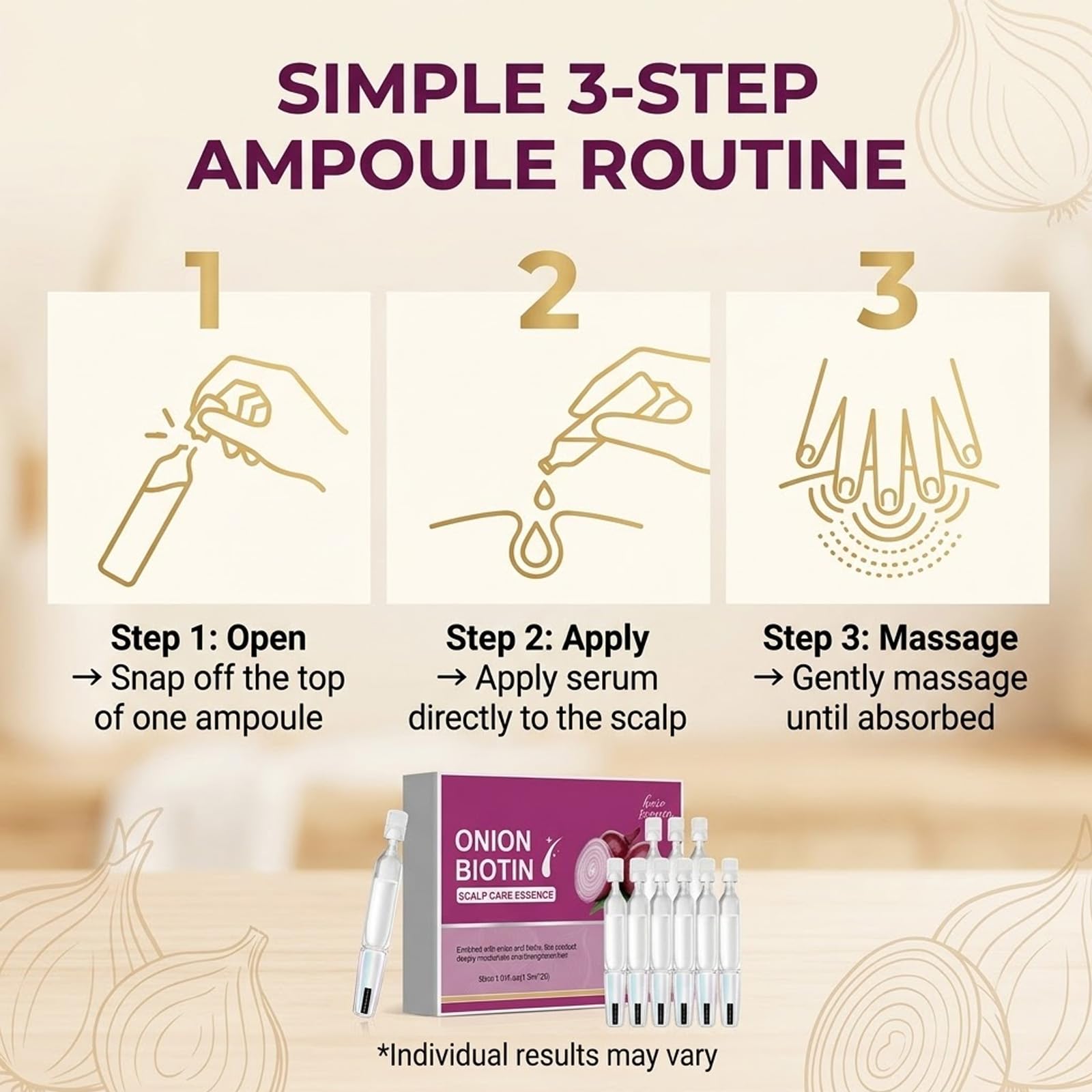 Red Onion Biotin Scalp Serum do wzrostu i grubości włosów, 20 szt., jednorazowe sterylne ampułki, cebula, biotyna, esencja do wzmocnienia, odżywcza, do codziennej pielęgnacji włosów (5B)