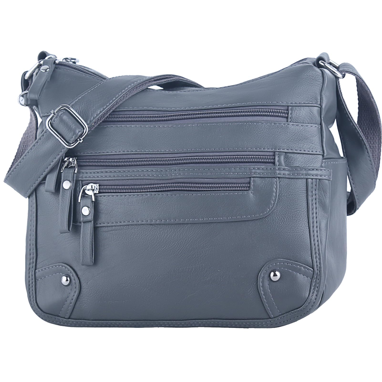 ELDA10 Pockets Crossbody Purses for Women Medium Pocketbooks Lightweight Ladies Satchel Bag Multi Pocket Shoulder Handbag