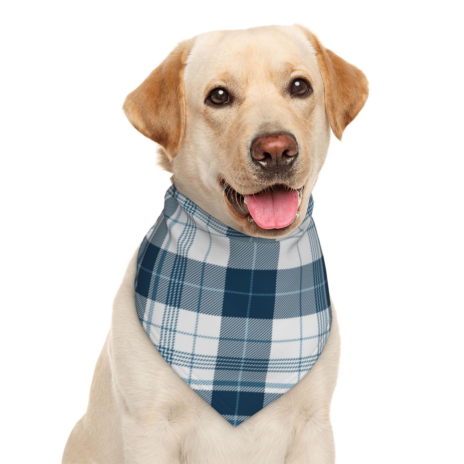 Scots Style Tartan Plaid Blue White Dog Bandana Scarf Triangle Bibs Pet Accessories Cat Kerchief