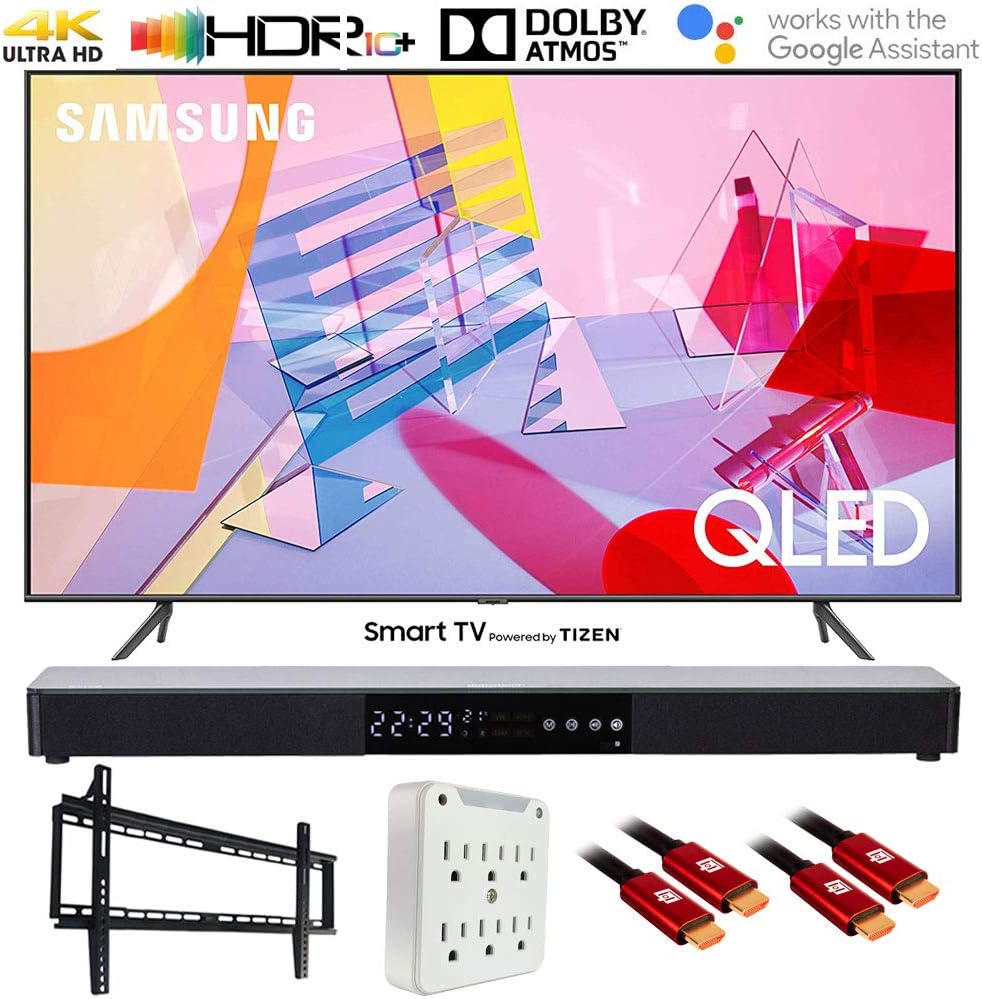 Samsung QN55Q60TA 55" Q60T QLED 4K UHD Smart TV with Deco Gear Soundbar Bundle