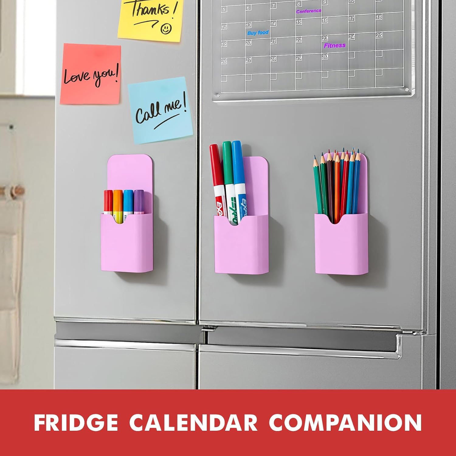 BEYGORM Magnetic Pen Holder for Refrigerator, Pencil Cup Organizer (Purple) image 3