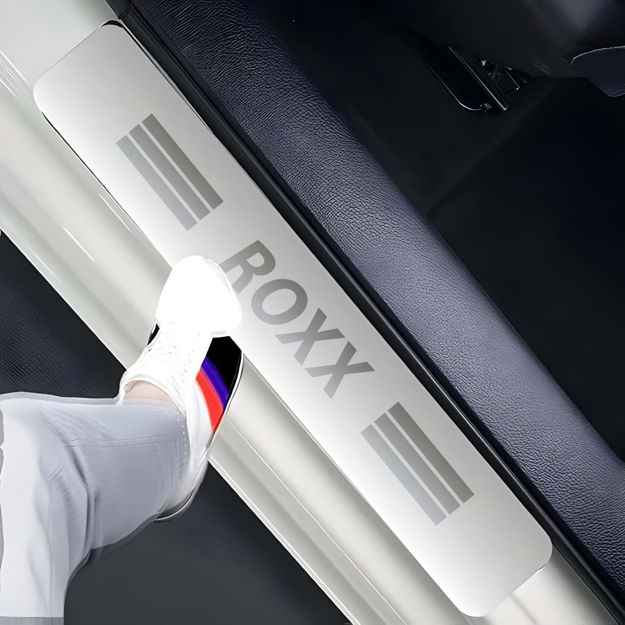 Door Sill/Foot Step 3mm Tape Stainless Steel Plates Scuff Plates for Thar Roxx (Set of 4 Pcs)