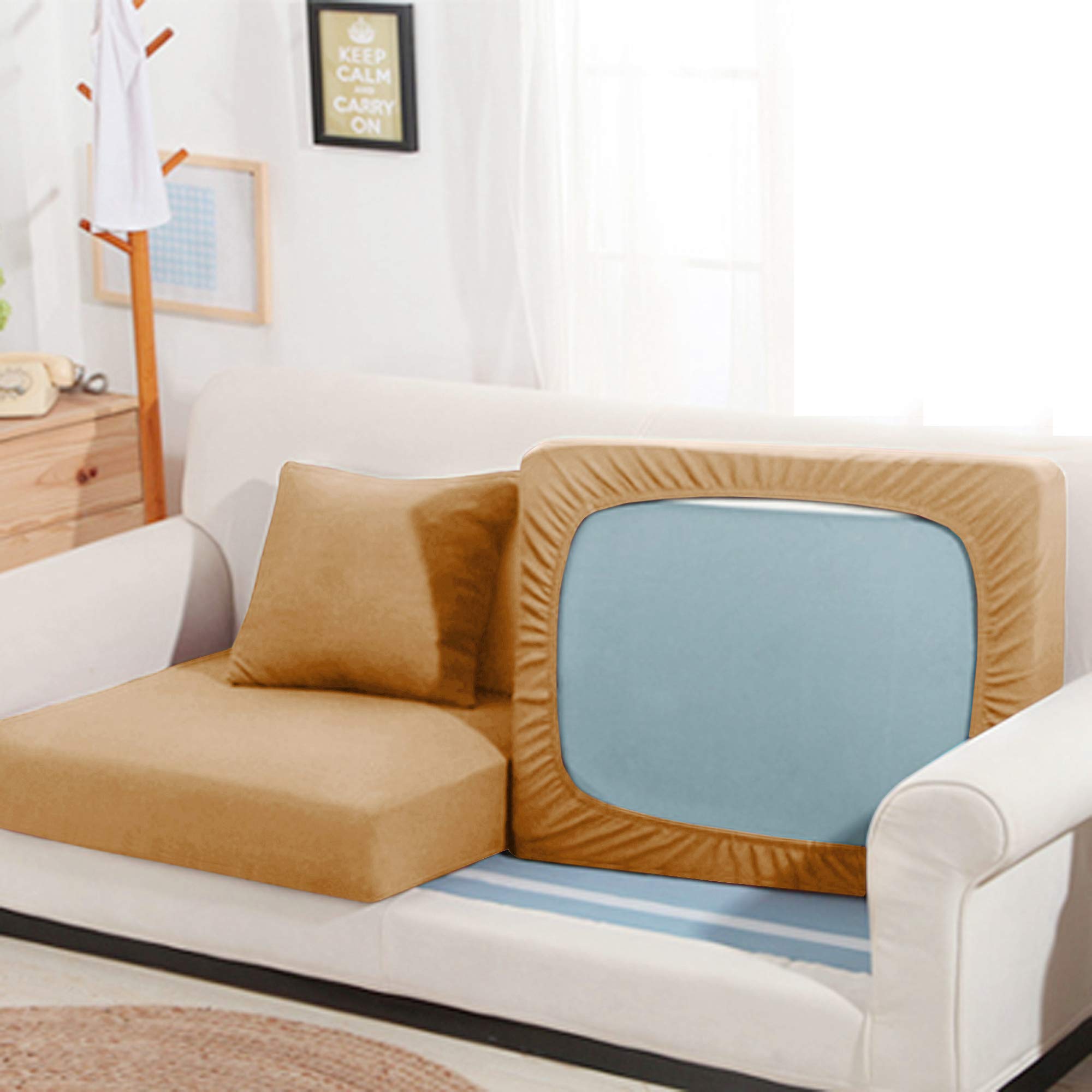 DREAM CARE Terry Cloth Elastic Sofa Seat Cover 5 Seater | Flexible Stretchable Sofa Protector (Color: Beige, Size: 23 Inch x 23 Inch), Pack of 10, Cotton (B08ZMTSBPS) Amazon Price History, Amazon Price Tracker