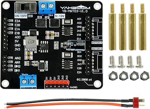 Yahboom Dual Motor Drive Controller Board Module AT8236 Dual H-Bridge DC Stepper for Arduino Raspberry Pi STM32 Motor Drive Module+ Power Cable
