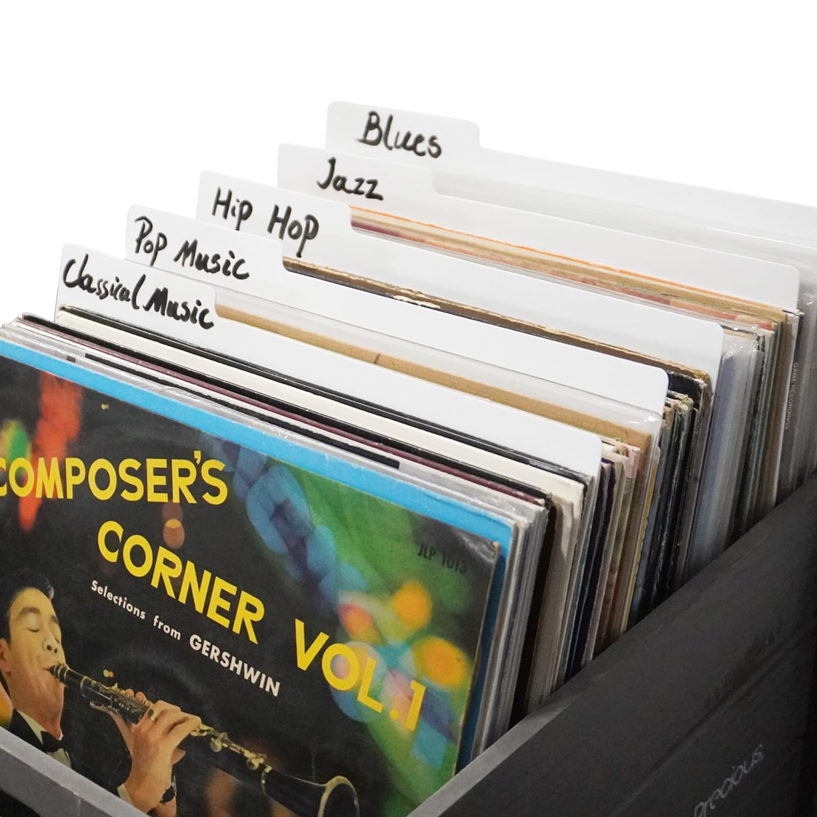 12 Inches Vinyl Record Dividers White Double-Side Plastic Category Tab DIY Vinyl LP Album Separators for Vinyl CD Album Crate and DVD Organization (20)