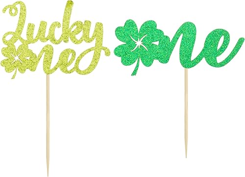 Miniatura 7 de Gyufise Paquete de 24 adornos para cupcakes del día de San Patricio, trébol de cuatro hojas, sombrero de trébol de cuatro hojas, para decoración de