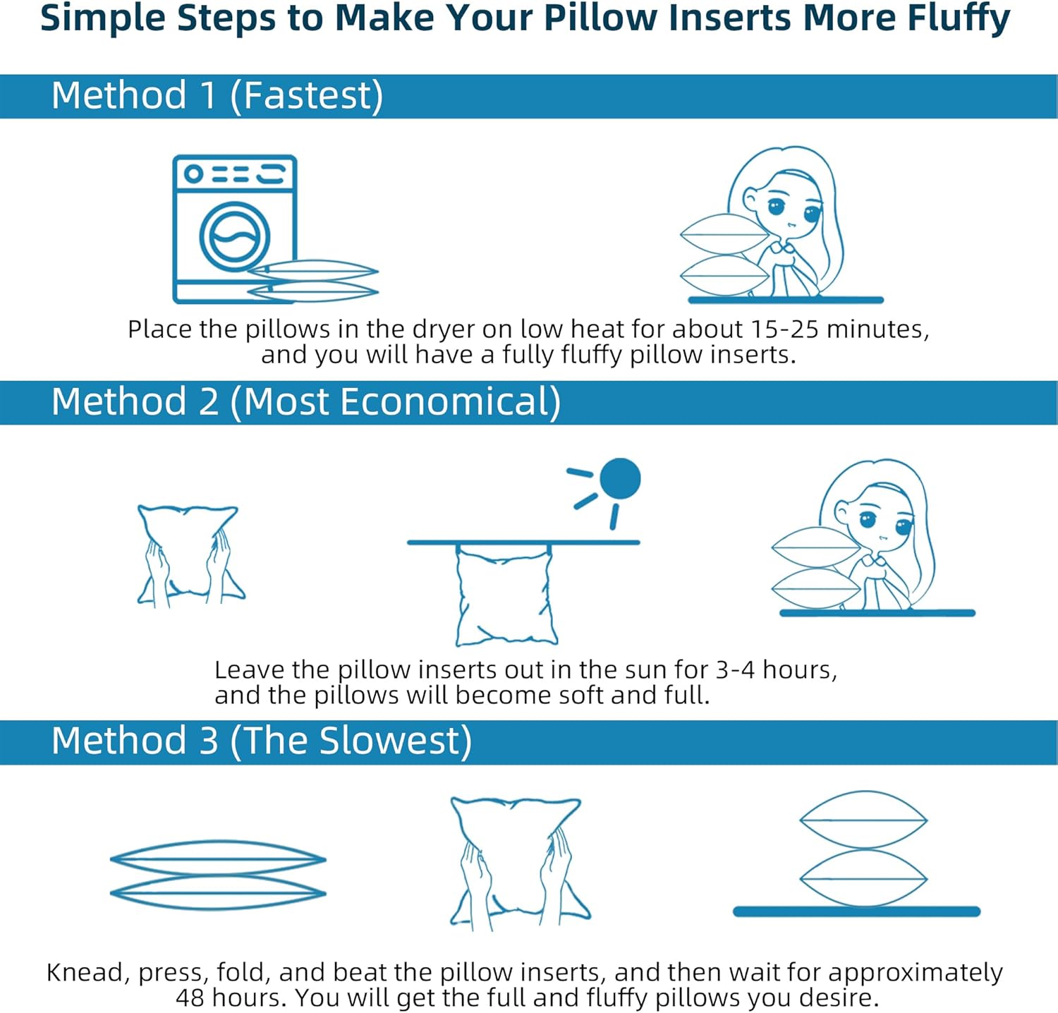 22 x 22 Outdoor Pillow Insert Pack of 4 Patio Furniture Pillows Cushion Waterproof Square Throw Pillow Inserts Decorative Couch Pillow Inserts White Sofa Sham Cushion Stuffer - Image 7