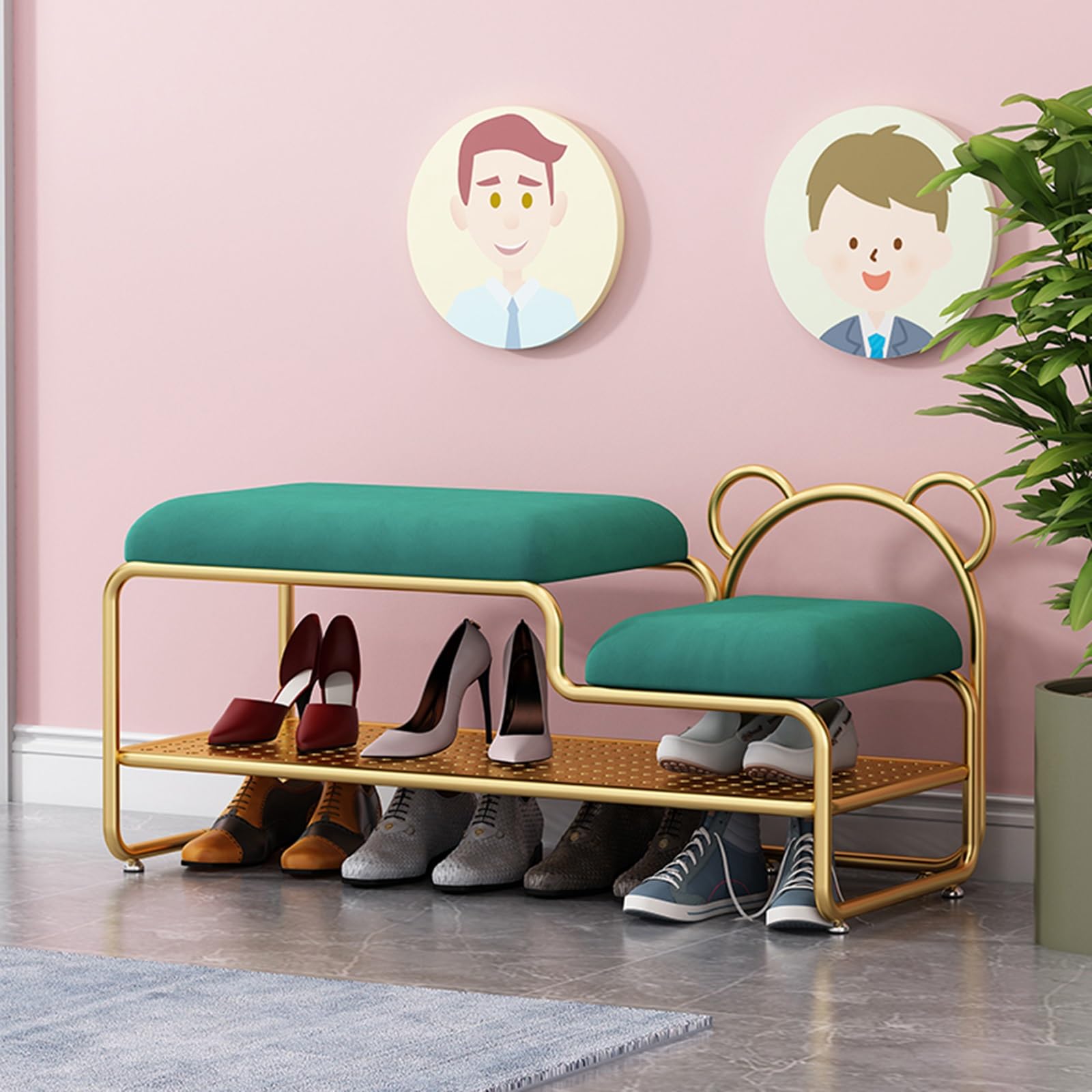 Scarpiera con cuscino per ingresso, scarpiera con cuscino per la porta d'ingresso, scarpiera, organizer per ingresso, corridoio, camera da letto, soggiorno (verde-nero fra