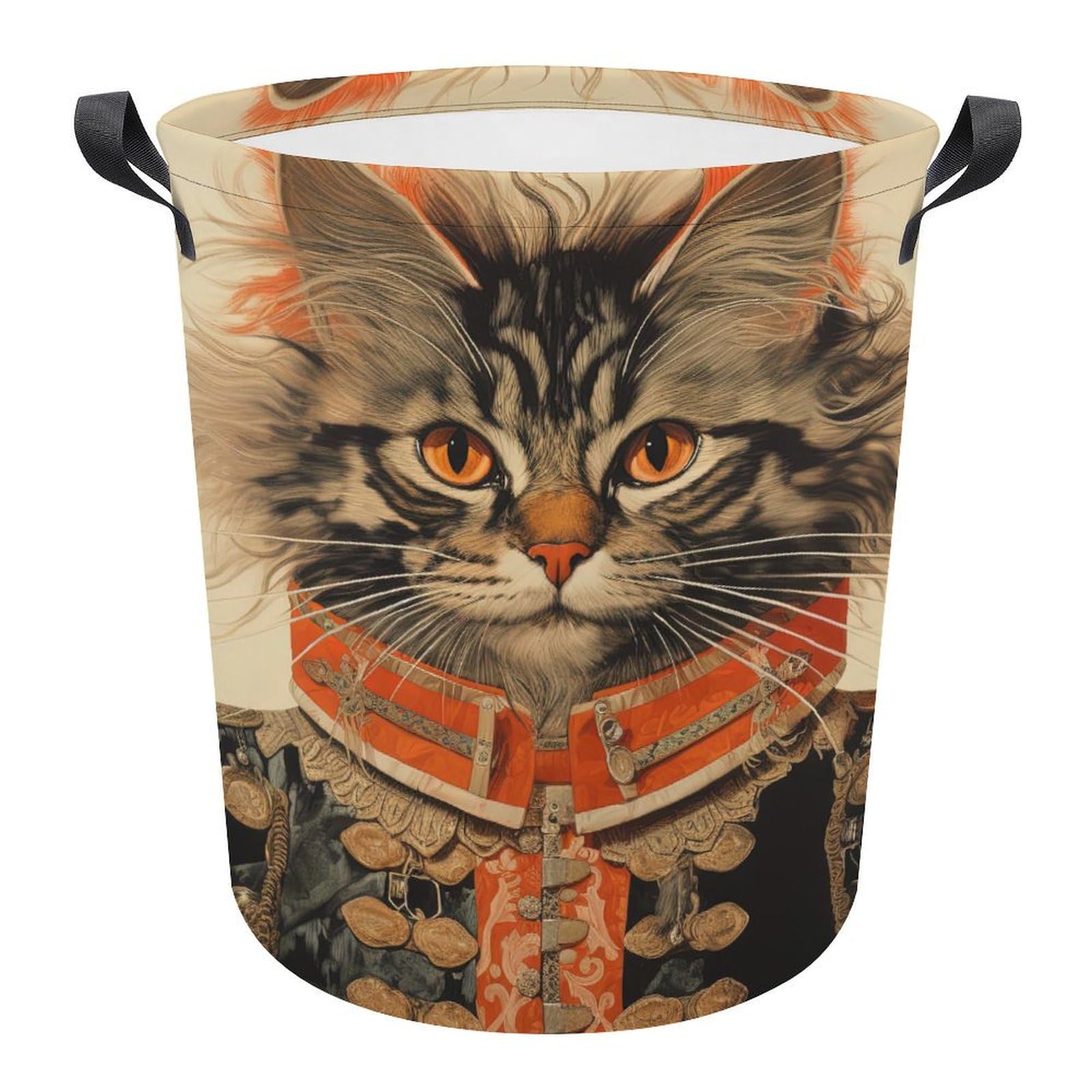 Ronda Cestos Para La Colada Gato Divertido Y Genial, Gato, Fantástico Cesta Ropa Sucia Duradero Cubo Ropa Sucia Moderno Ronda Cesta De Lavadero Para Dormitorio Baño Colegio 34X42CM