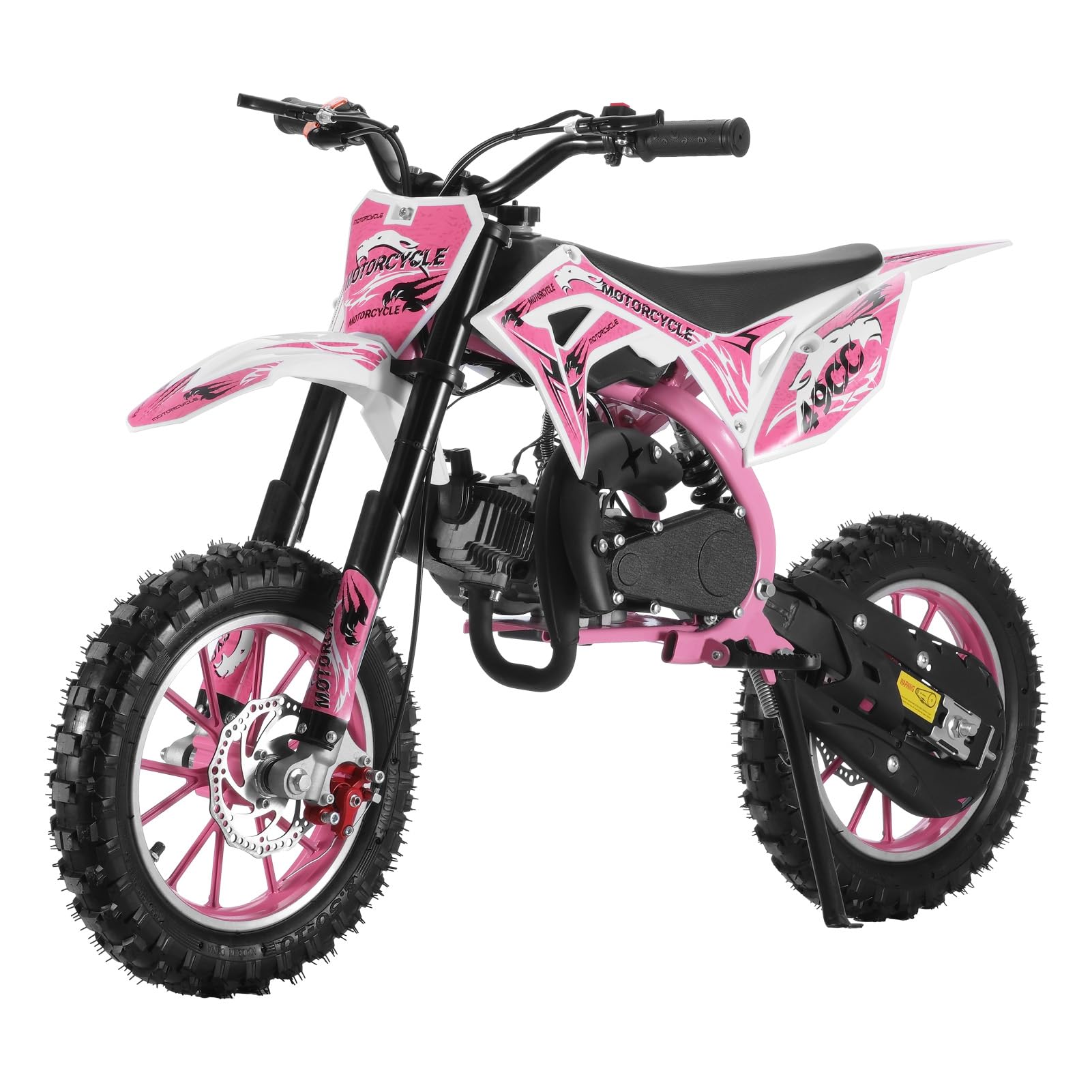 Gas Dirt Bike Motorcycle, 49cc 2-Stroke Kids Dirt Bike, Gas Power Motocross, Off Road Mini Motorcycle, Children Pocket Motorbike with Front Rear Disc Brakes, Pull Start Pink