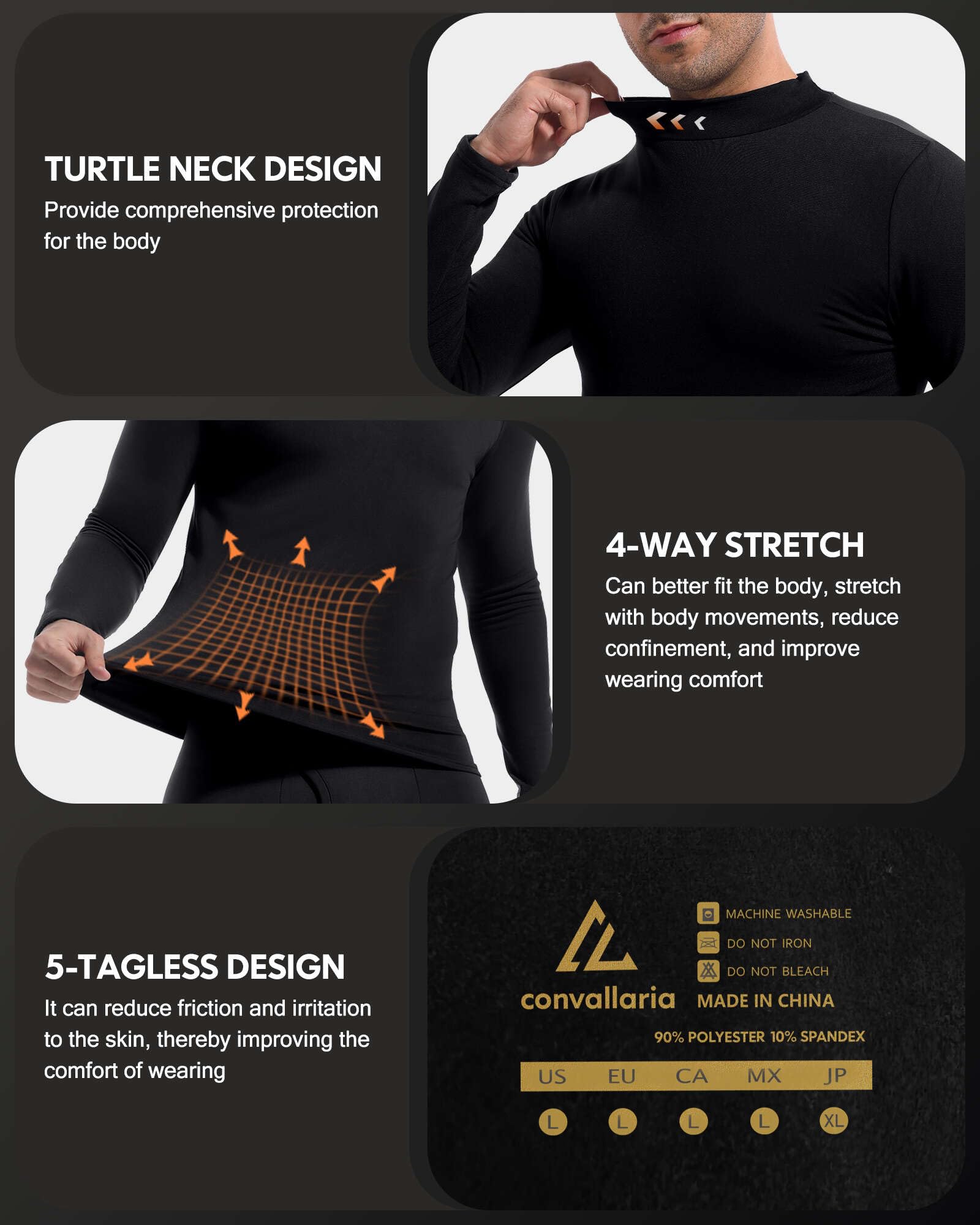 CL convallaria Moderno/Ajustado Capas Base para Hombre