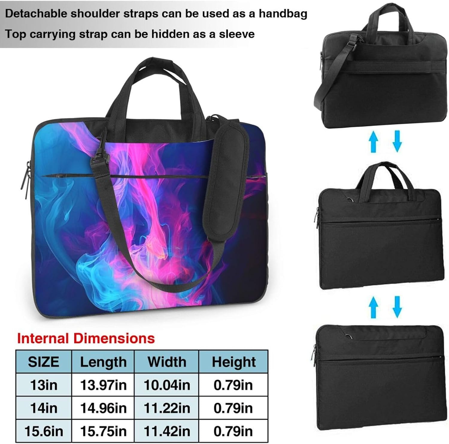 Blue and Fire Laptop Carrying Case Travel Business Computer Bag Work Bag for Men Women