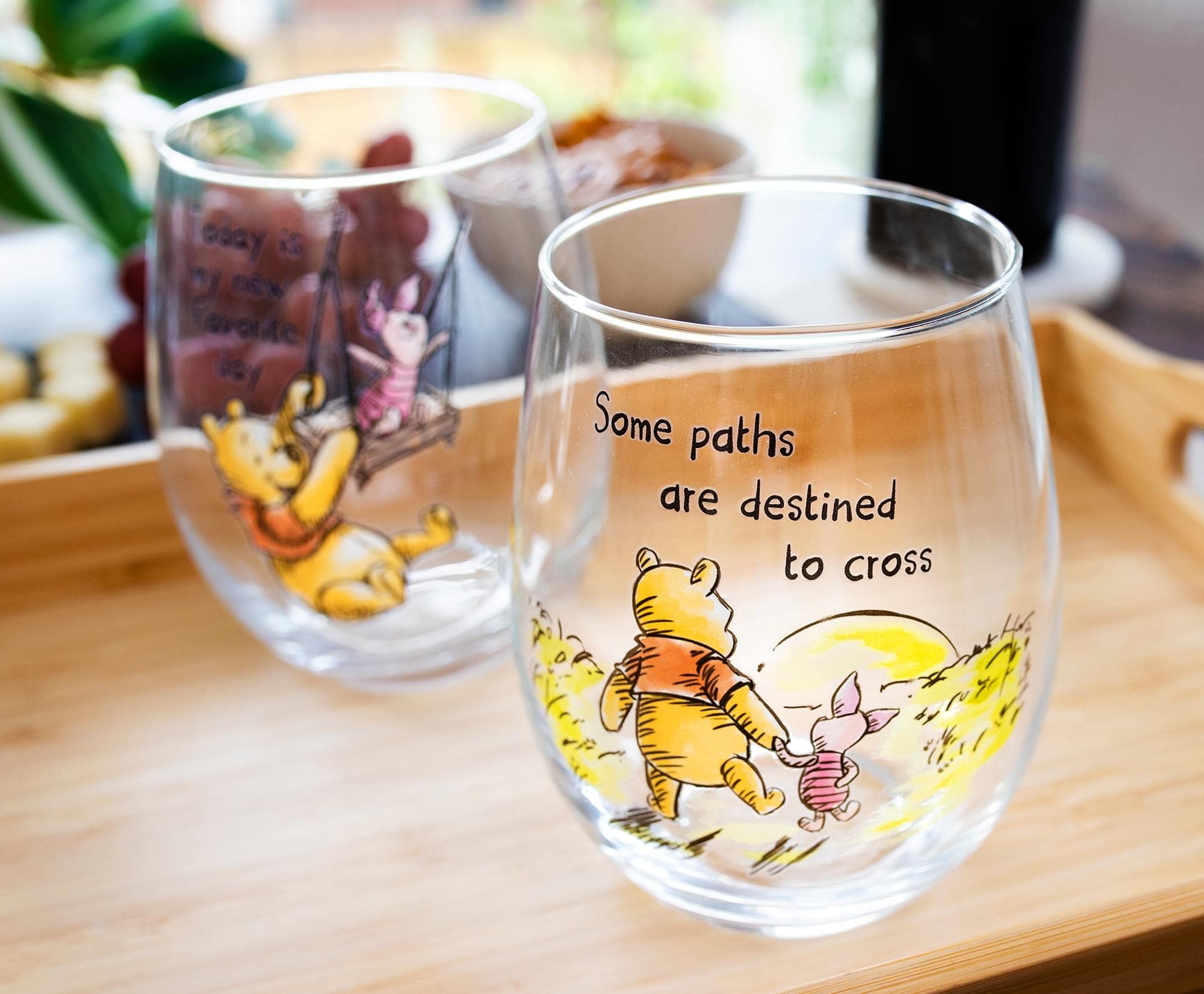 Weinglas-Set mit Disney-Winnie-Puuh-Zitaten, ohne Stiel, Fassungsvermögen: 590 ml
