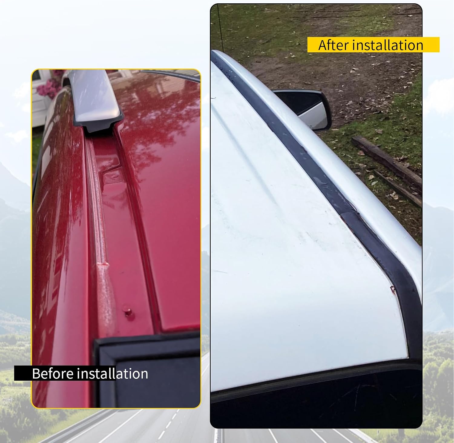 2Pcs Roof Drip Molding Weather Strip Fit for Toyota Tundra Double Cab 2007-2020,Left & Right Side Roof Trim Seal Kit Replace 75551-0C050 75552-0C050(Not Fit Crewmax)