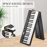 88 Key Piano Clavier, Piano électronique pliable pleine taille pour débutants & Pour, comprend adaptateur d'alimentation, casque, sac de transport, aucun stand nécessaire