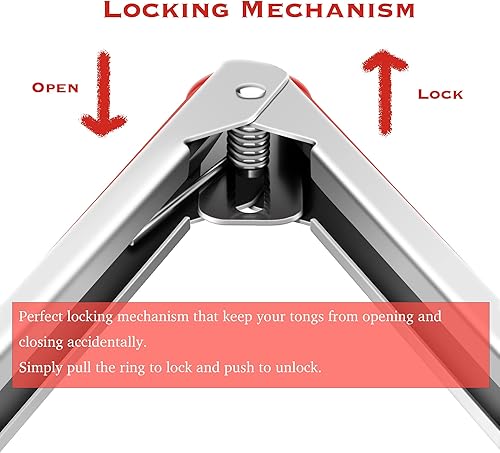 Miniatura 3 de Juego de 2 pinzas de cocina de 9 y 12 pulgadas, de acero inoxidable de primera calidad, sin BPA, de silicona antiadherente, para cocinar a la