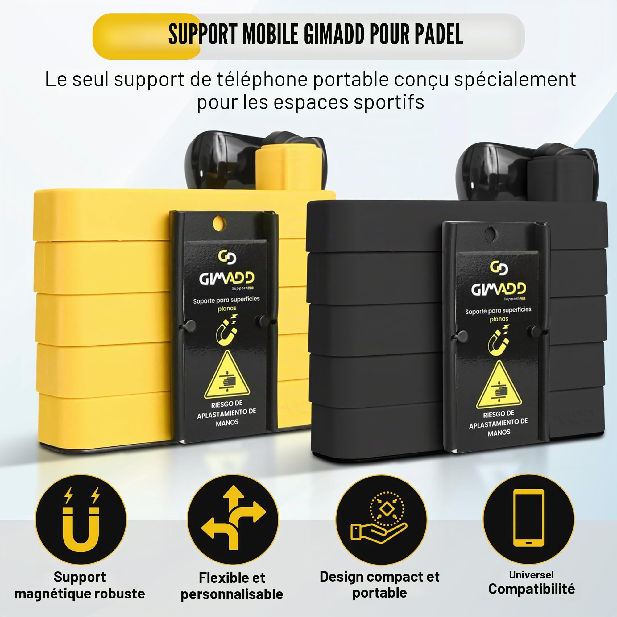 Gimadd Support Mobile pour Padel, Gymnastique, Crossfit, callisthénie, Base avec Aimant en néodyme, Design Unique de trépied pour téléphone Portable Compatible avec iPhone,Samsung,Huawei, Xiaomi etc.