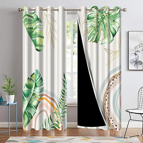 Miniatura 14 de Cortinas opacas de 52x84 pulgadas - Aisladas térmicamente y con bloqueo de luz para dormitorio y sala de estar, cortinas de ventana con estampado