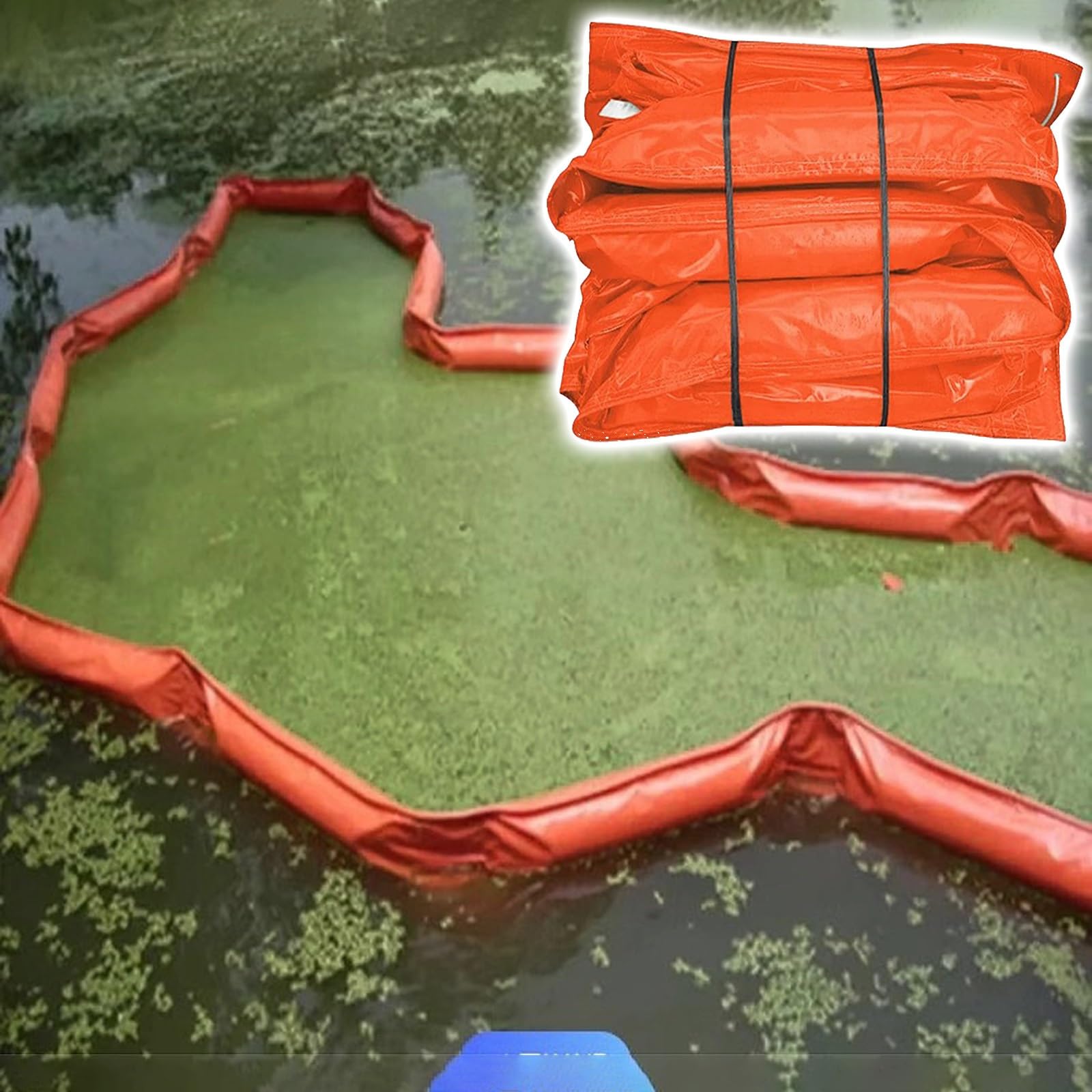 DUANHOZ PVC Oil Boom,PVC Floating Oil Booms for Lakes & Oceans - Reusable High-Strength Spill Barrier, 20m (65.6ft) Long, 45cm (17.7in) High, Industrial Pollution Control Fence