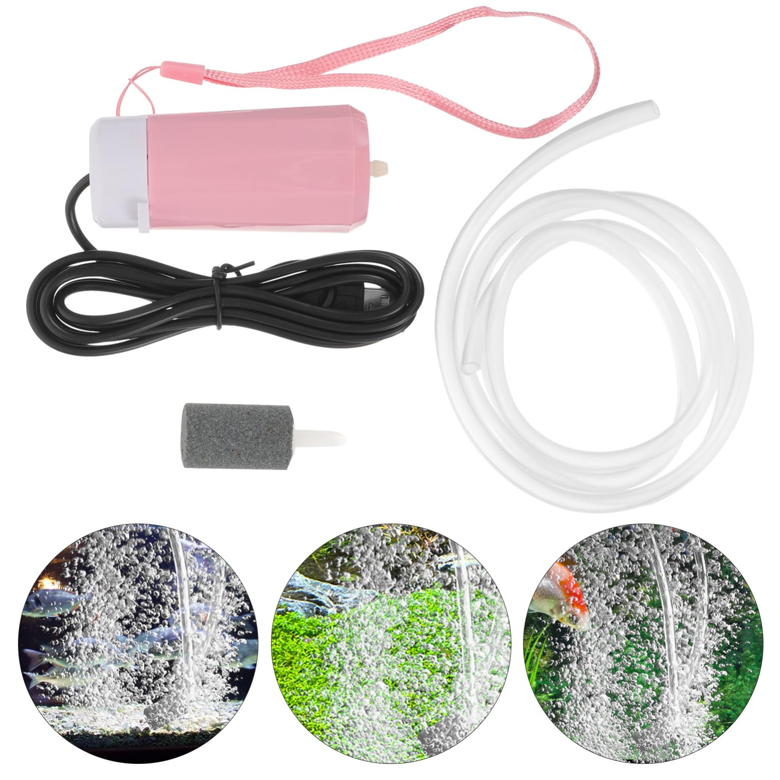 YARNOW Bomba De Oxigeno USB Bomba De Agua De Acuario Tanque De Peces De Tubo De Aire Bomba De Aire para Pecera del Tanque De Peces Inflables Colchón Inflable Abs Rosa