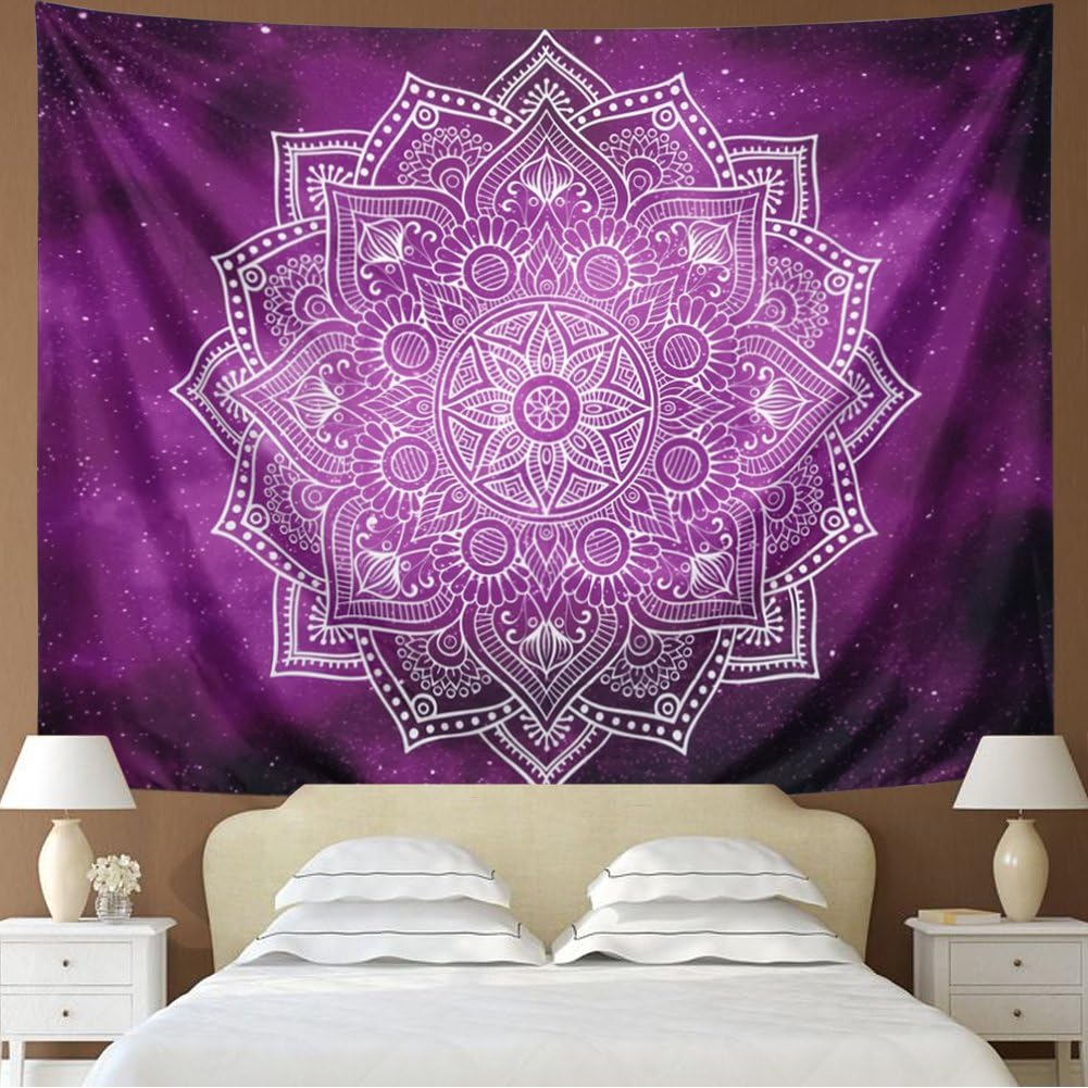 Dupetoner Tapestry Mandala Tapestry Wall Hanging Indian Hippie Bohemian Tapestries Tapestries Purple Starry Sky Tapestry Flower Wall Tapestry Psychedelic Tapestry Galaxy Mandala Tapestry Dorm Decor