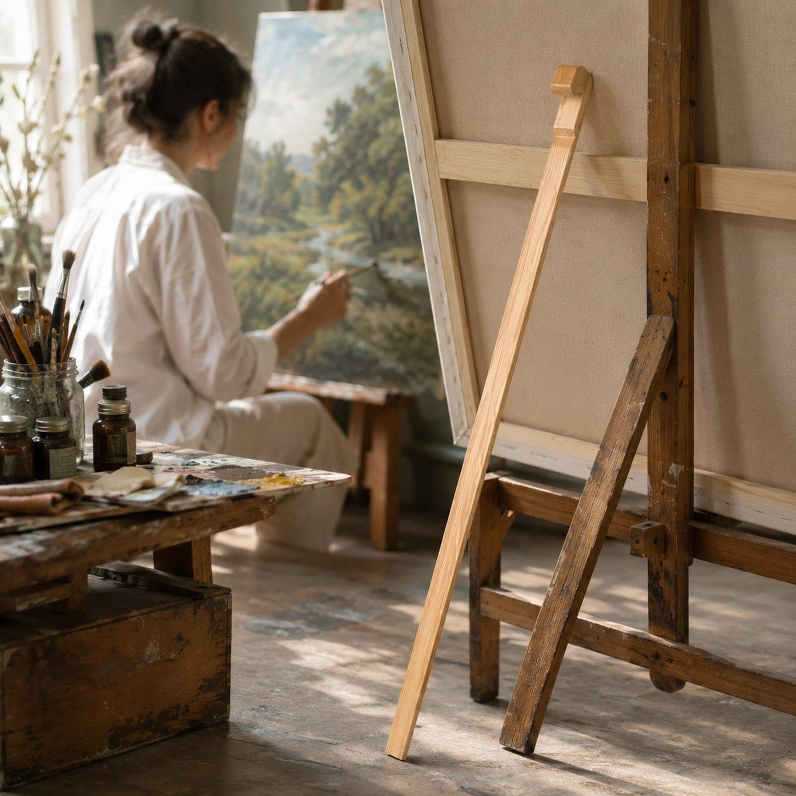 Soporte de Mano de Madera para Pintor, Varilla de Apoyo para Dibujo con Construcción de Madera Confiable Y Gancho Innovador, Adecuado para Pintura Al