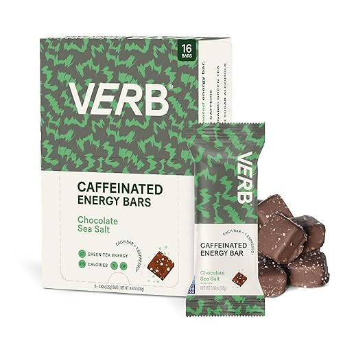 Verb Energy Barras energéticas bajas en azúcar con sal marina de chocolate y sal marina de 90 calorías, barras nutricionales, aperitivos veganos,