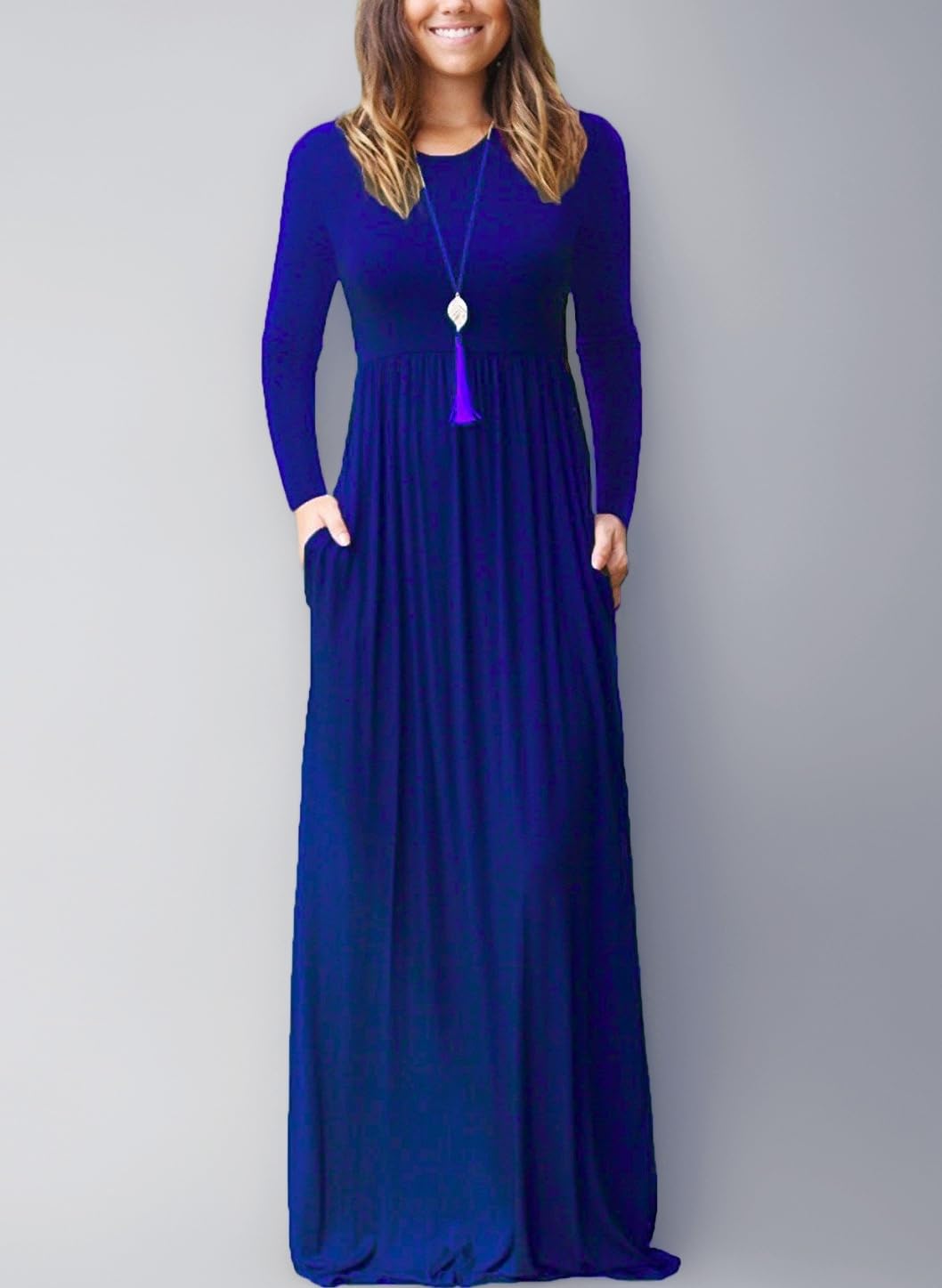 Women's Casual Sleeveless/Long Sleeve Maxi Dress Loose Long Dresses with Pockets