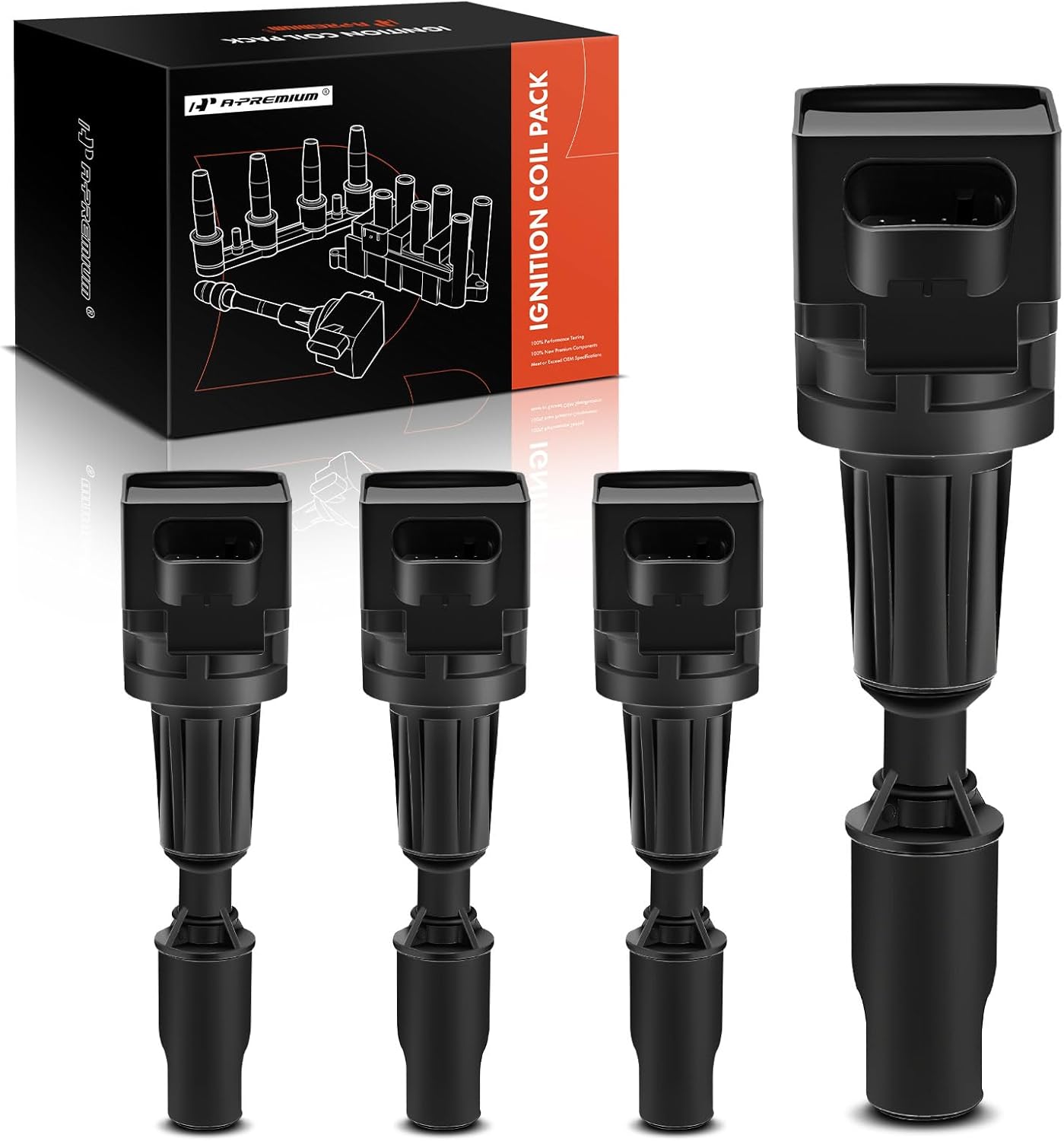 A-Premium 4PCS Ignition Coil Packs Compatible with Hyundai, Kia & Genesis Vehicles - L4 2.0L 2.4L - Santa Fe 2019-2020, Sonata 2015-2019, Optima 2016-2020, G70 2019-2023