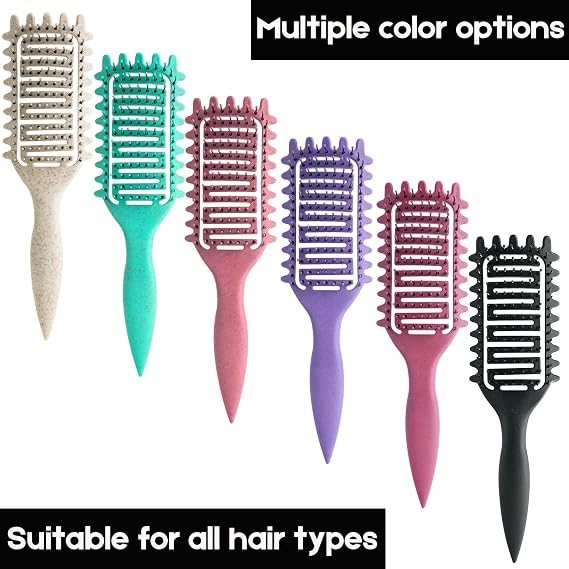 Curl Defining Brush for Curly Hair, Vented Detangling Hair Brush for Wet and Dry Styling, Curved Brush for Shaping and Smoothing Curl Clumps, Lightweight Hair Brush (Beige)