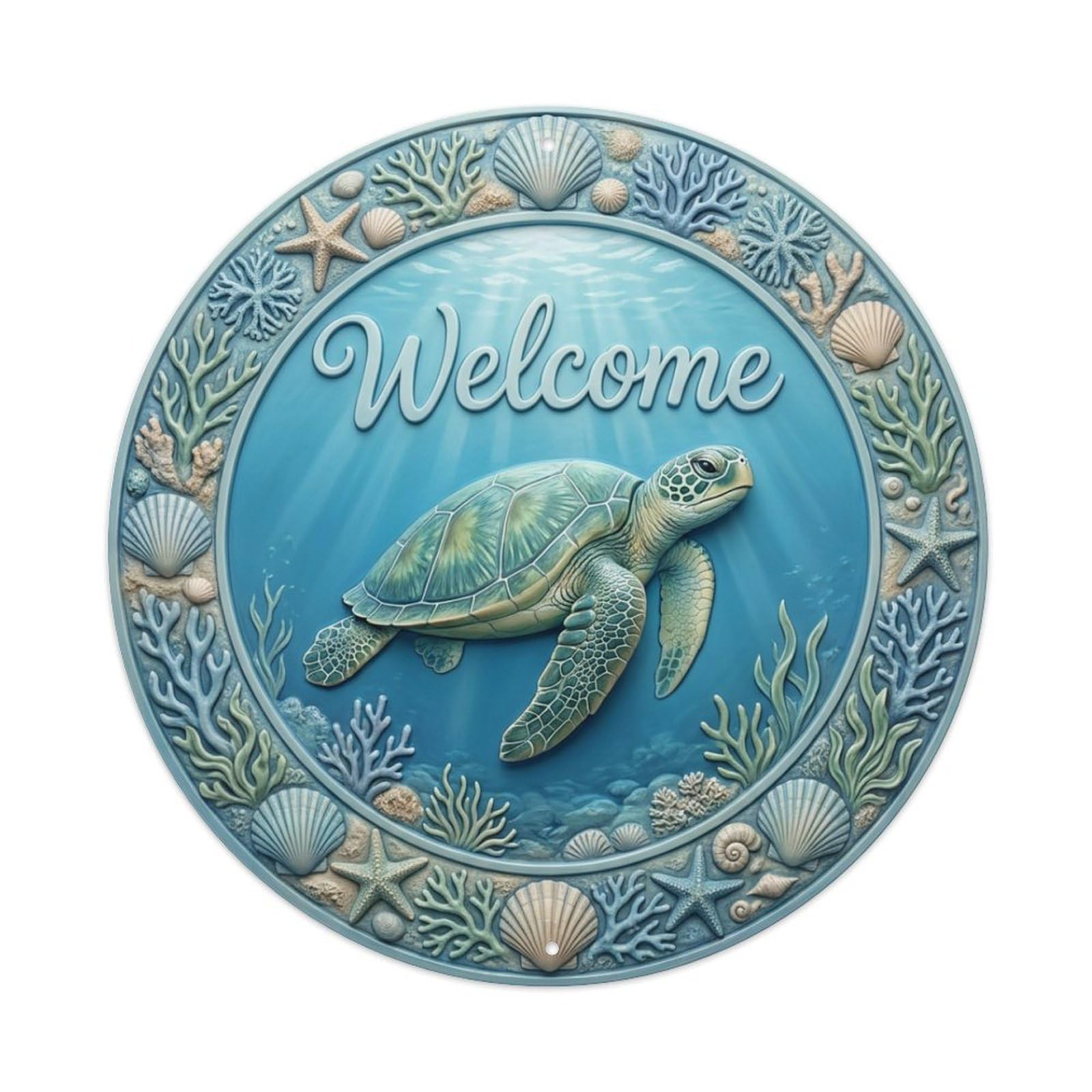 Tgrcjimh Style Metal Tin Sign Sea Turtle Welcome Ocean Journey
