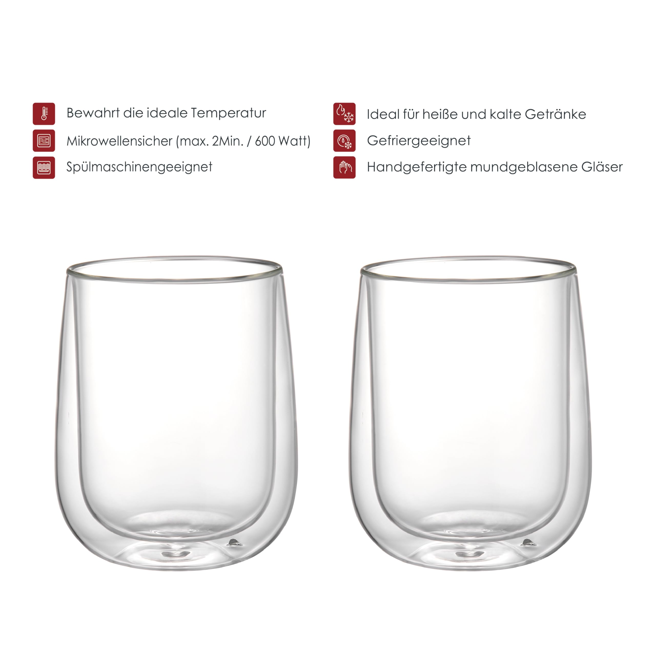 Kadum doppelwandige Kaffeegläser | Große, riesige Gläser | 6er-Set Thermogläser Teegläser Kaffeegläser Kaffee Tee | 500 ml Thermoglas | im Geschenkkarton | doppelwandige Gläser Kaffeetasse