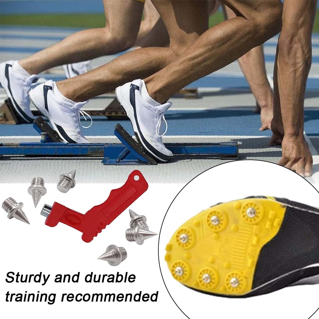 Chiodi Scarpe Atletica, Tacchetti di Ricambio con Chiave a Punte, 16Pezzi Punte di Ricambio per L'Atletica per Scarpe Atletica Chiodate Pollice Tacchetti di Ricambio Sportive Leggera Allenamento