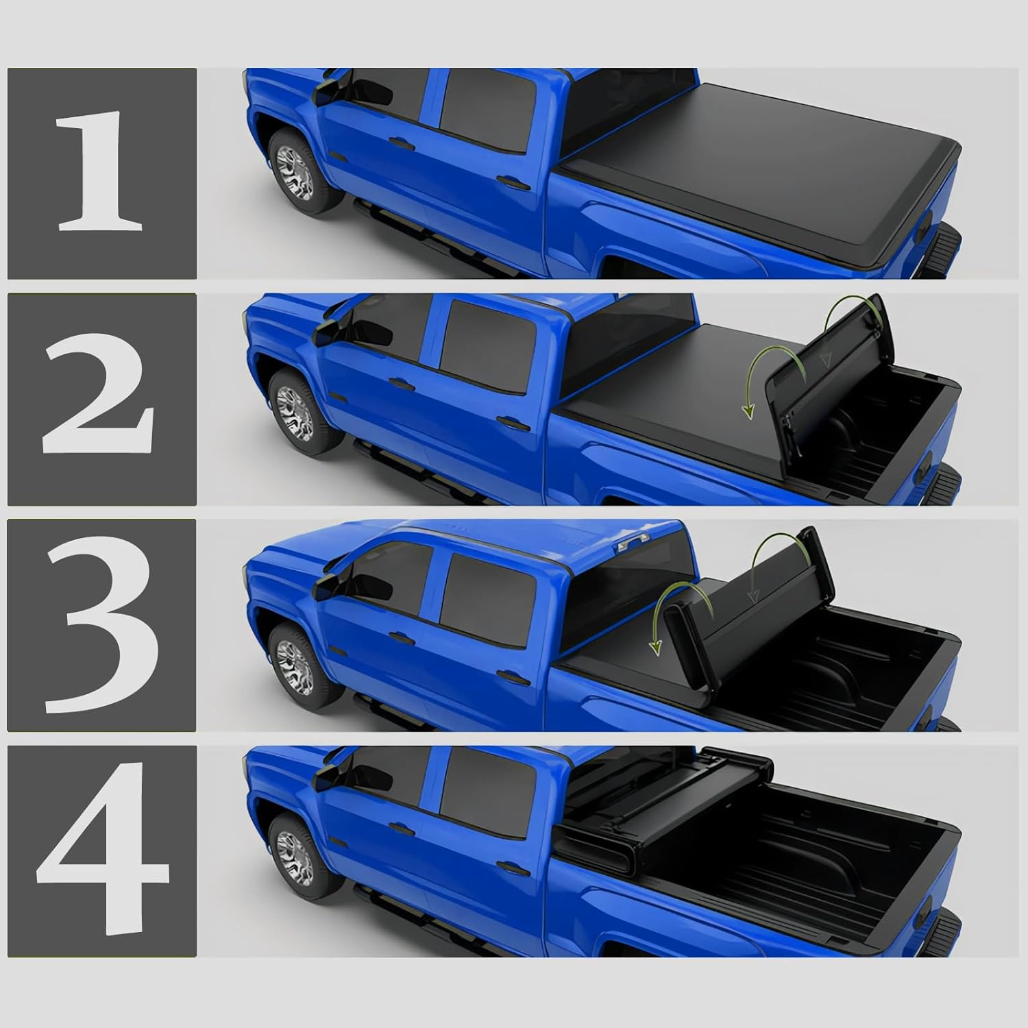 TRIL GEAR 6.4FT/6.5FT Soft 4 Fold Truck Bed Tonneau Cover Compatible with 02-26 Ram 1500 03-26 Ram 2500 3500 Without Ram Box