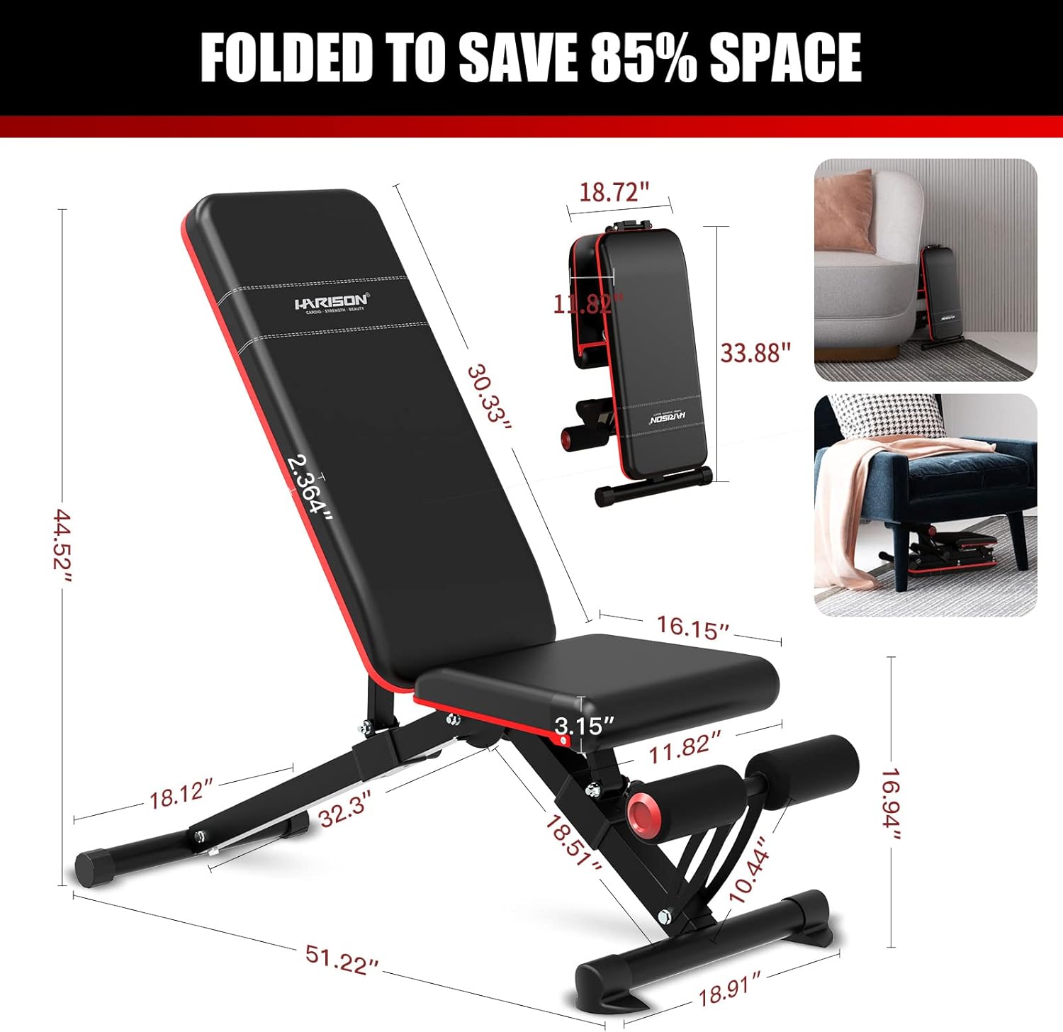 Buy HARISON Adjustable Weight Bench Workout Equipment For Home GYM