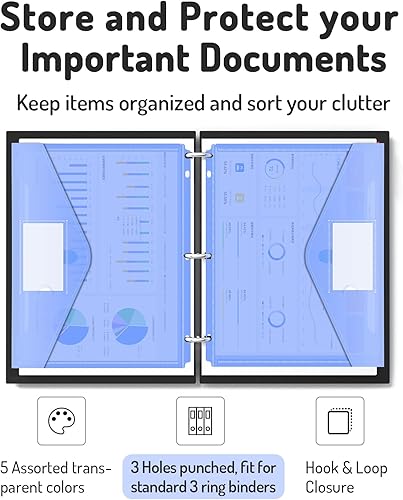 Vista 33 de Forvencer Bolsillo para carpeta, paquete de 36 bolsillos de polietileno súper pesados con cierre apretado, carpetas de carga lateral, bolsillo