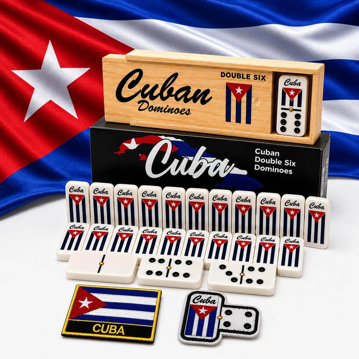 Dominó Doble Seis Estilo Cubano - 28 Azulejos Blancos Clásicos con Pips