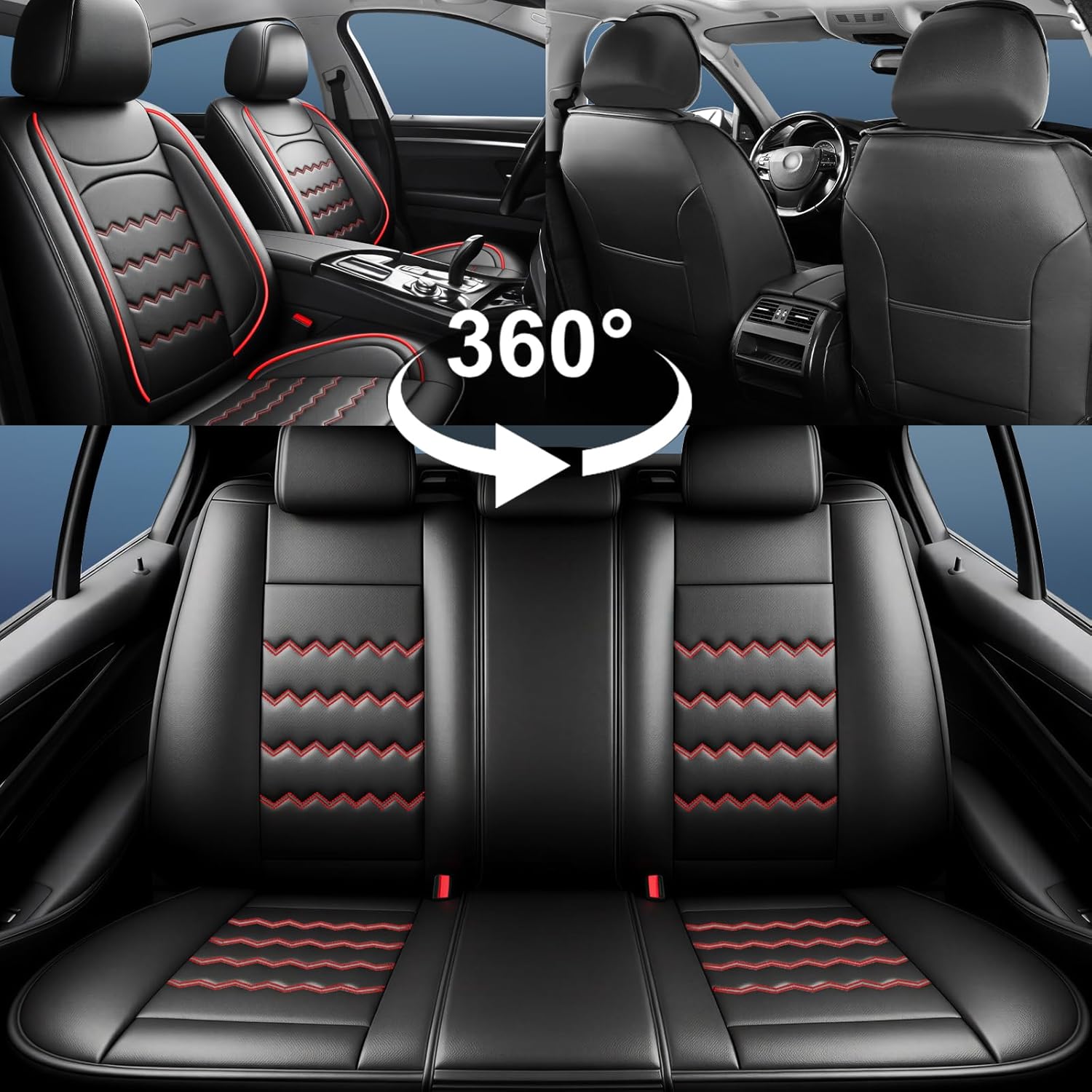 Maxima Car Seat Covers Custom Fit for Nissan Maxima 2011-2023, Full Coverage Leather Waterproof Breathable Seat Covers, Automotive Seat Protectors, Airbag Compatible(2 Front Seats, Red Black)