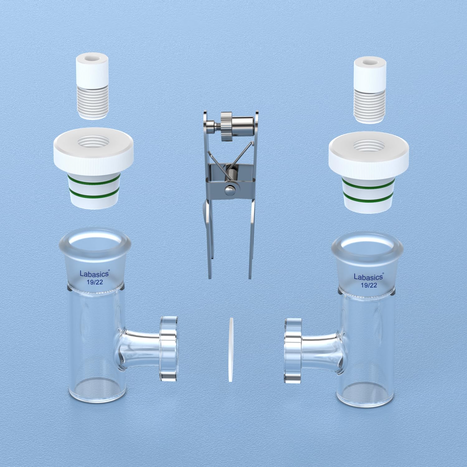 Labasics Celdas Electroquímicas H-Type, Vidrio Borosilicato Reemplazable Doble Celda con Membrana de Intercambio Iónico Reactor Tubular Sellado para Electroquímica, 10 ml